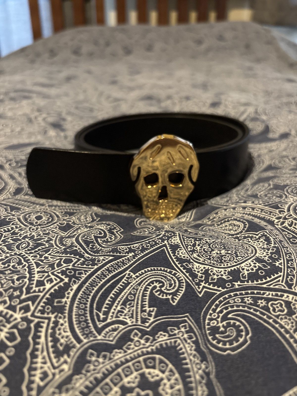 Alexander McQueen Alexander McQueen 'Gold Skull Buckle Belt' Size 32 - 1 Thumbnail