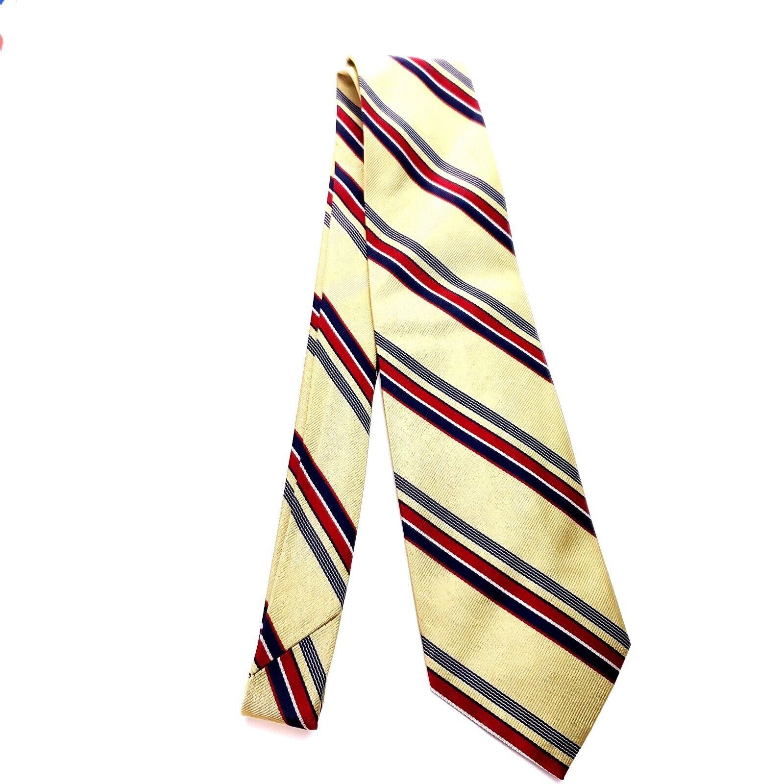 Lands' End Land's End Silk Tie Yellow Woven Striped Red Size ONE SIZE - 6 Thumbnail