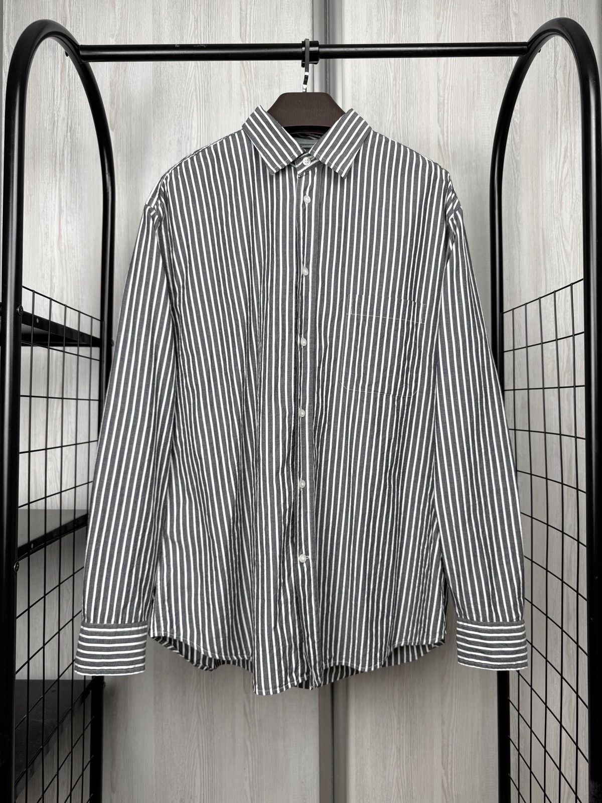 Ermenegildo Zegna Zegna Sport Striped Grey/White Cotton Shirt Pinstripe XXL Size US XXL / EU 58 / 5 - 2 Thumbnail