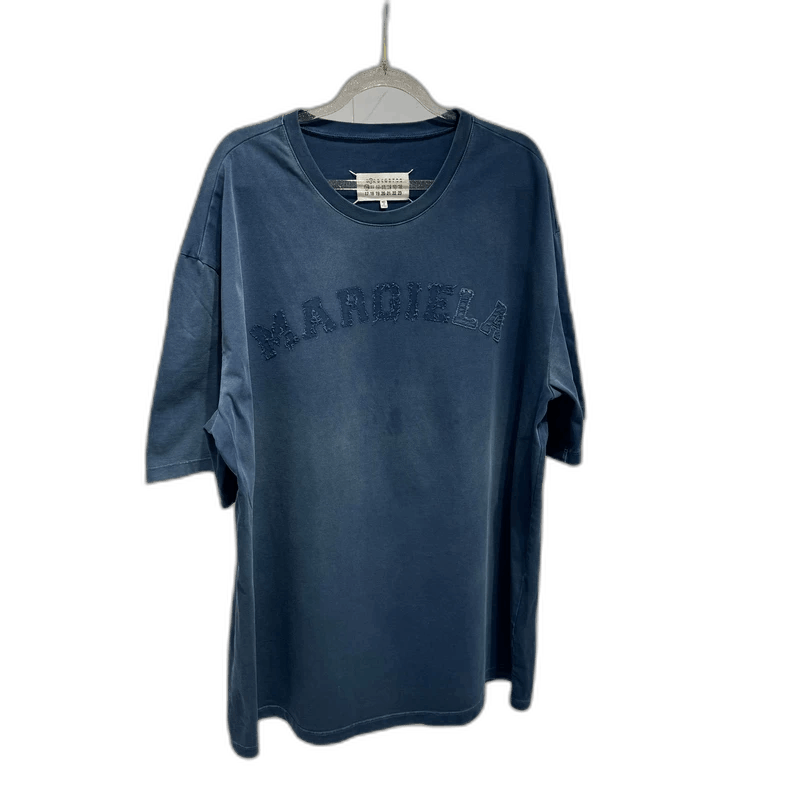 Maison Margiela Maison Margiela Blue Distressed Logo T-shirt Size US S / EU 44-46 / 1 - 1 Thumbnail