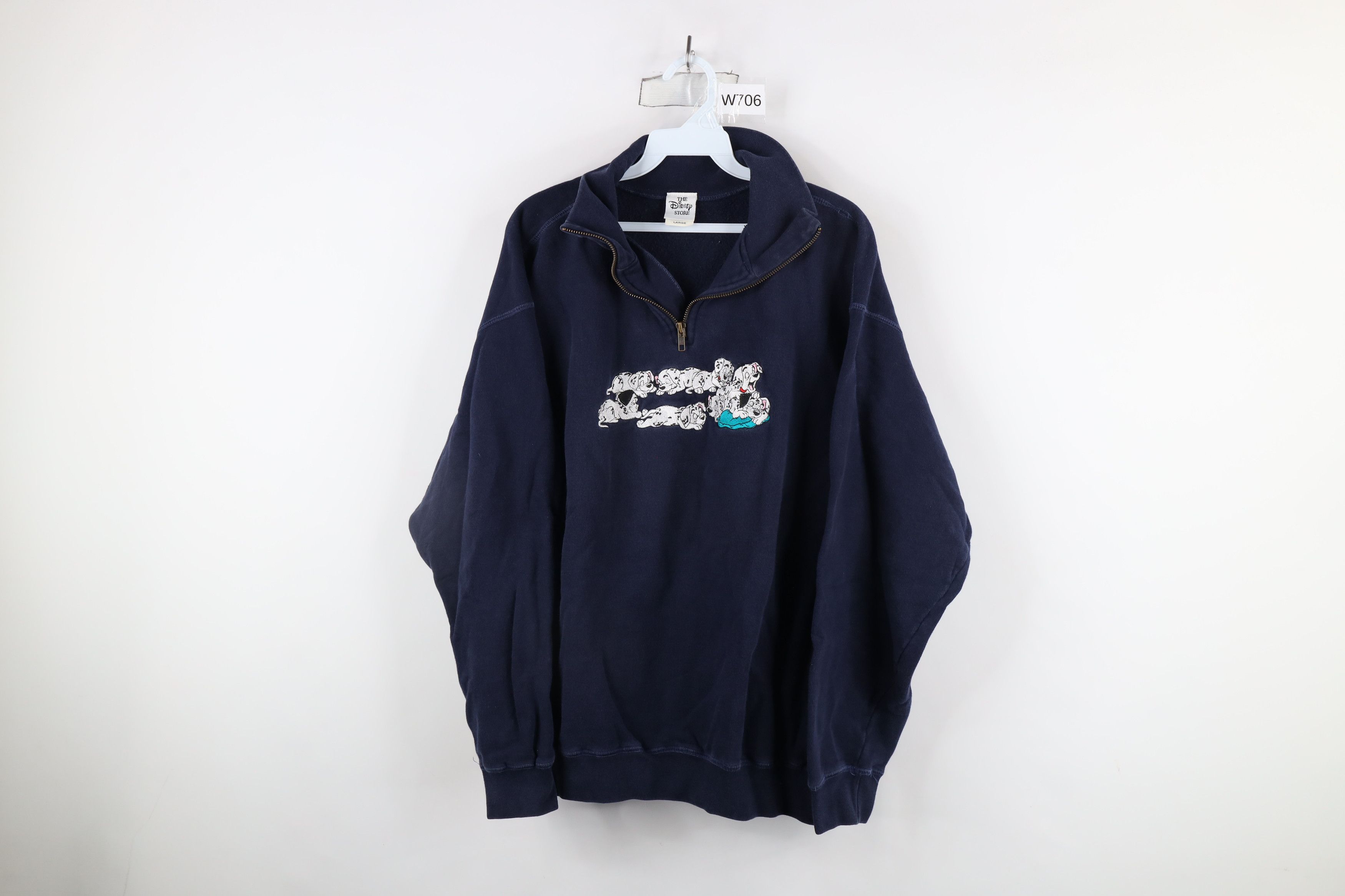 Disney × Vintage Vintage 90s Disney Dalmatians Half Zip Pullover Sweatshirt Size L / US 10 / IT 46 - 1 Thumbnail