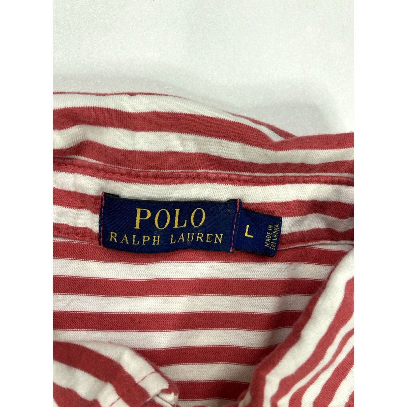 Polo Ralph Lauren VINTAGE Polo Ralph Lauren Polo Shirt Men Large Red White Pony Short Sleeve Stripe Pocket Shirt Polo Size US L / EU 52-54 / 3 - 5 Thumbnail