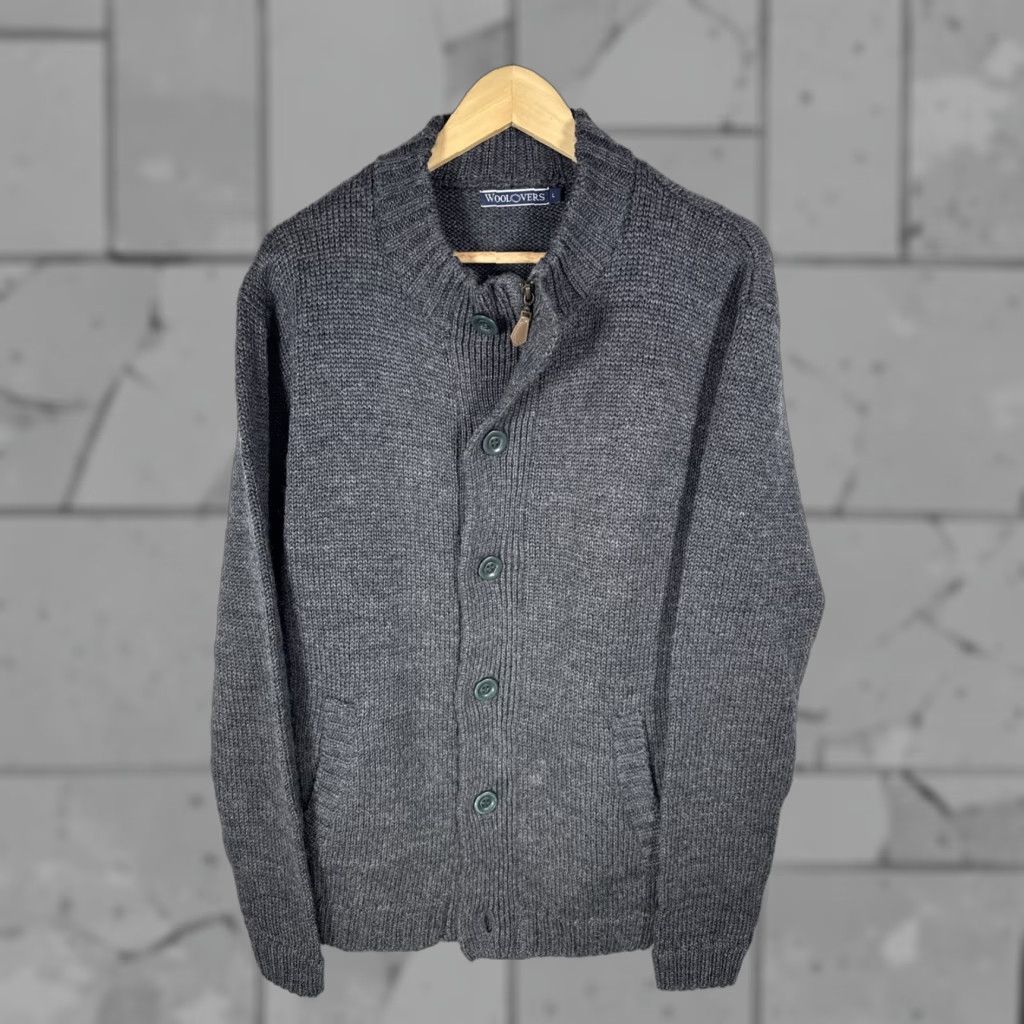 WOOLOVERS Gray Full Zip / Button Down Wool Sweater Cardigan Jacket Mens L