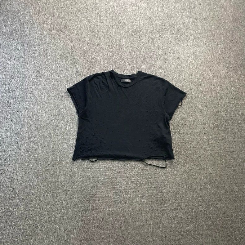 Amiri Amiri black distressed short-sleeved shirt Size US S / EU 44-46 / 1 - 1 Thumbnail