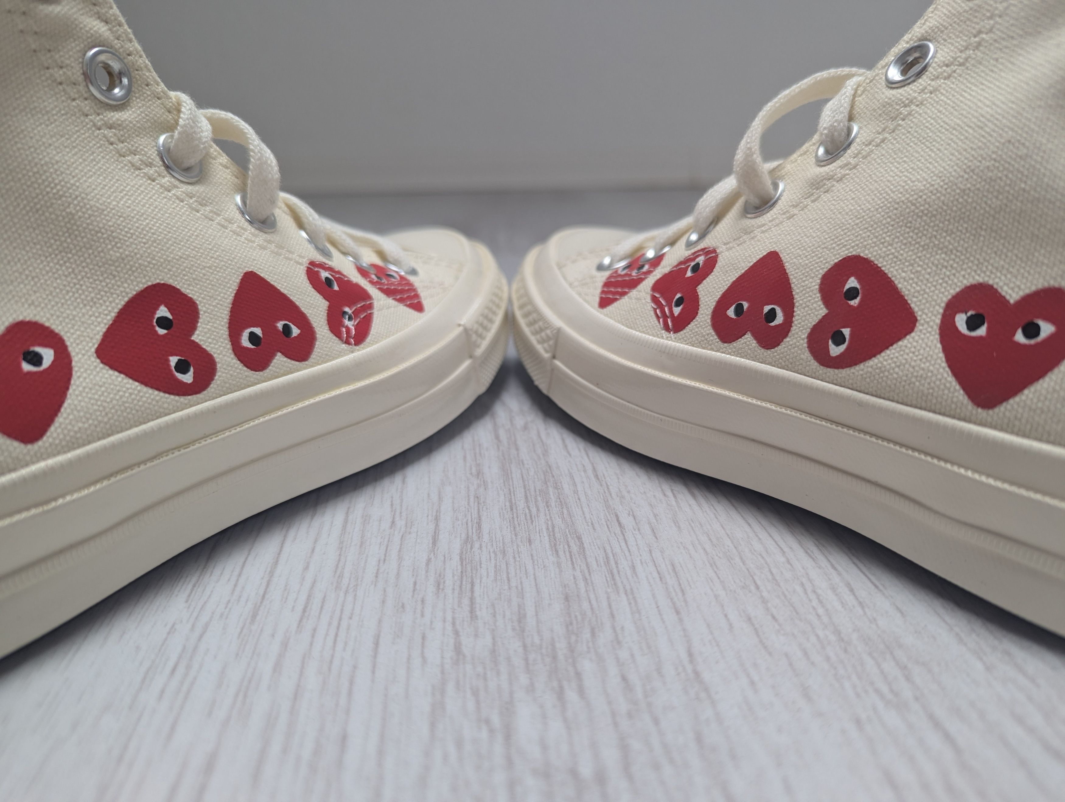 Comme des Garcons PLAY × Converse Converse Chuck Taylor All Star High Comme Garcons White Red Size US 5 / IT 35 - 6 Thumbnail