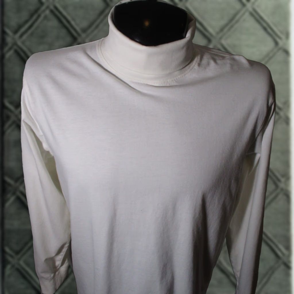 Vintage L.L. Bean White Long Sleeve Turtleneck Shirt Mens M Reg. Cotton Knit Size US M / EU 48-50 / 2 - 1 Thumbnail