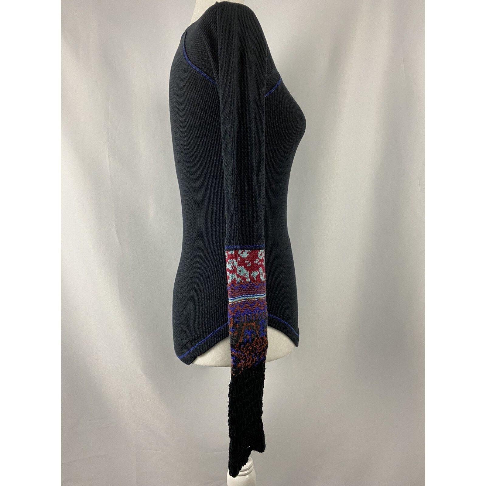 Free People FREE PEOPLE Black Thermal In The Mix Cuf Top Size XS A002074 Size XS / US 0-2 / IT 36-38 - 3 Thumbnail