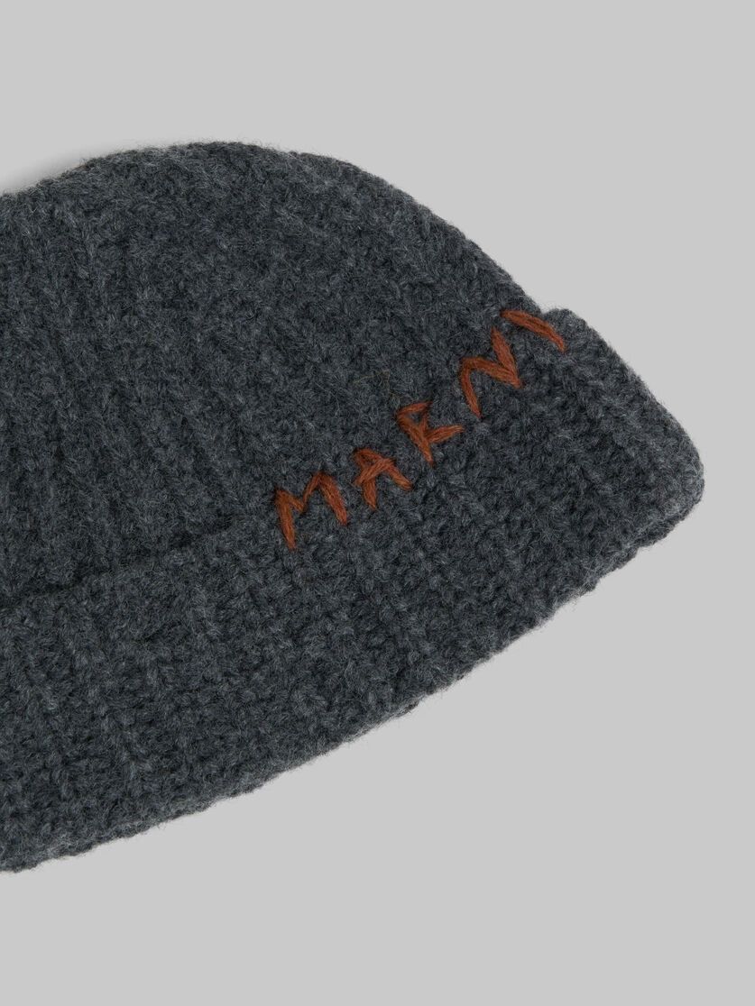 Marni o1w1db11125 Size: OS/Logo Embroidered Beanie in Grey Size ONE SIZE - 3 Thumbnail