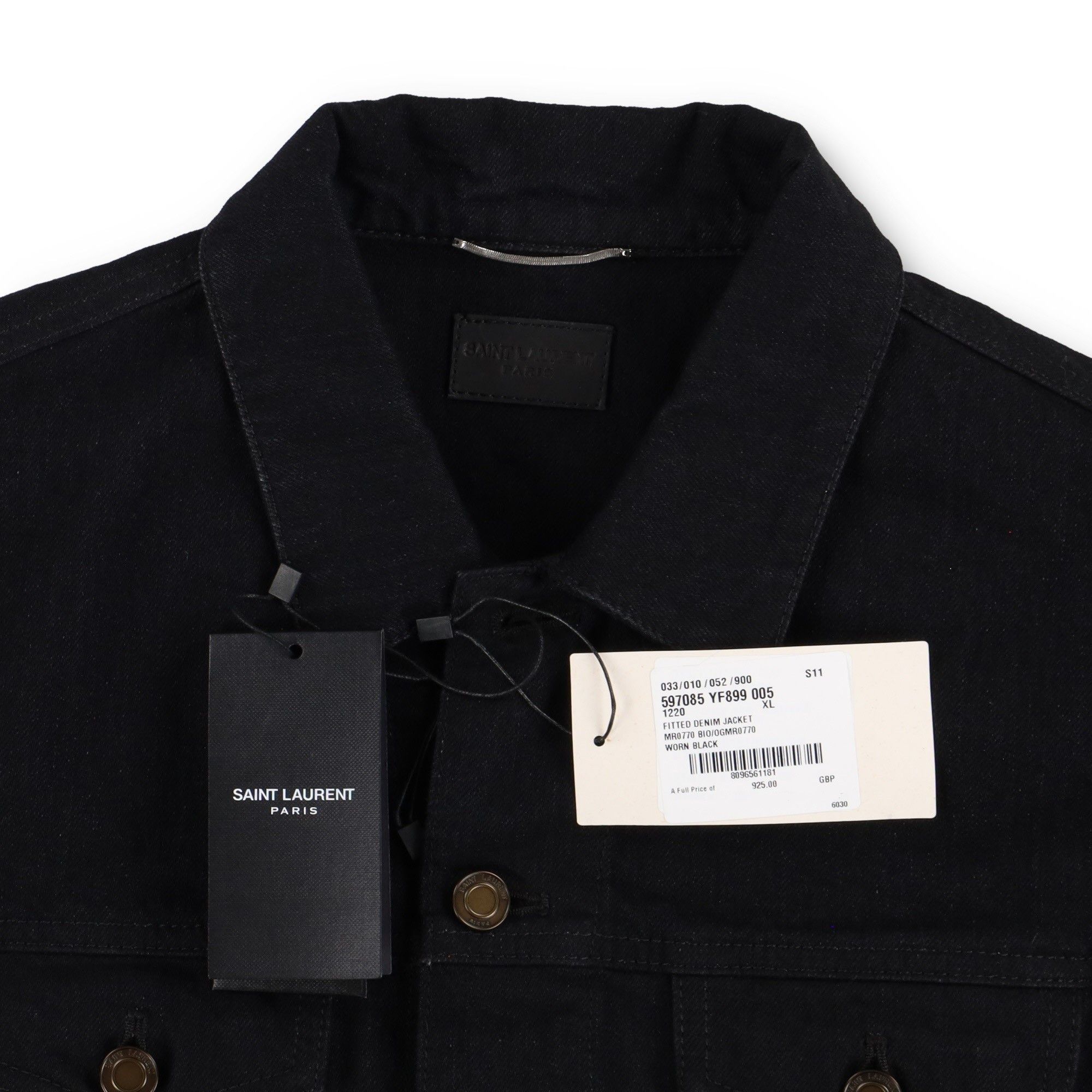 Saint Laurent Paris Black Classic Fitted Denim Trucker Jacket Size US XL / EU 56 / 4 - 9 Thumbnail