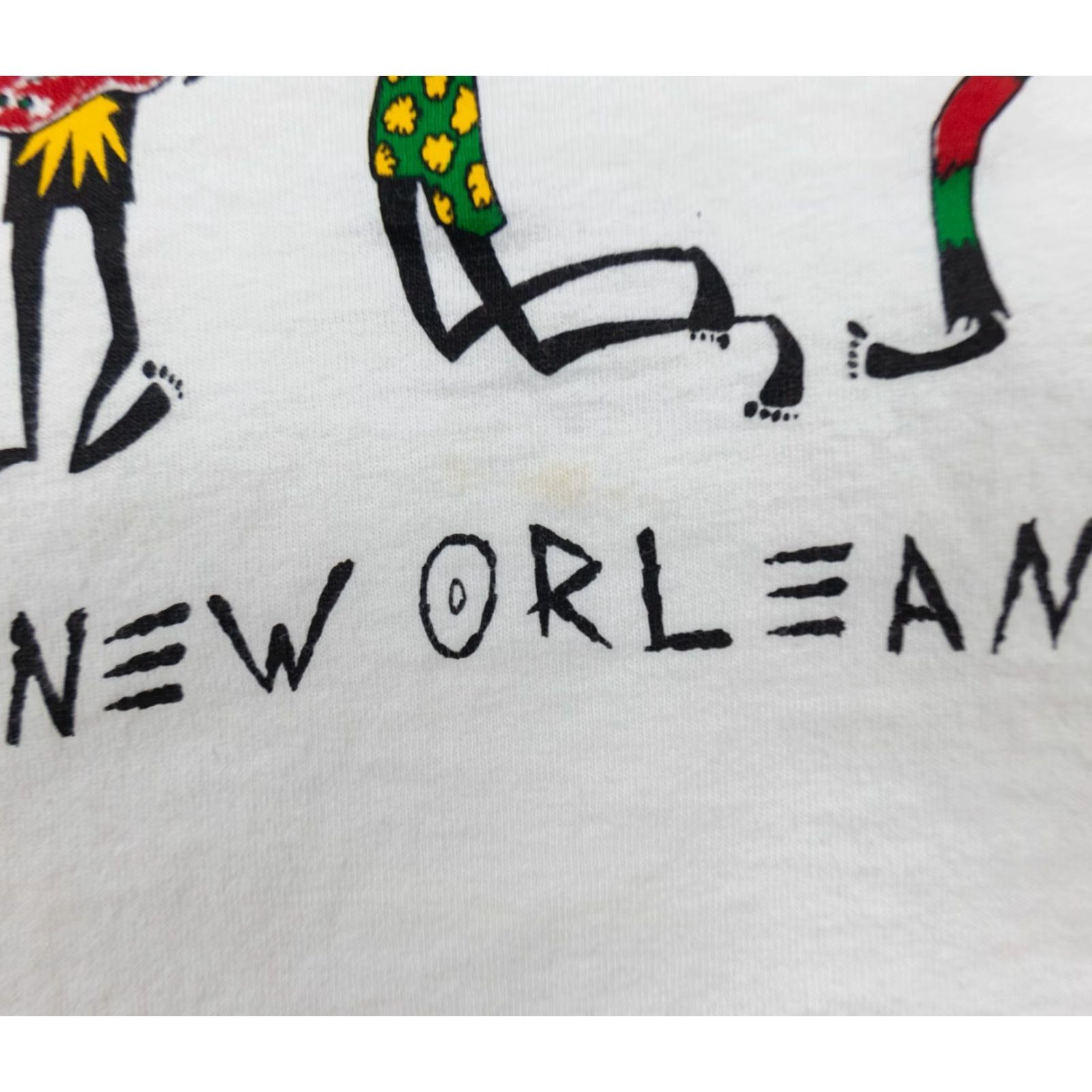 Fruit Of The Loom VINTAGE New Orleans T-Shirt Mens Large White Jamaica 90s Fruit of the Loom Logo Print 90s Mens L White Size US L / EU 52-54 / 3 - 3 Thumbnail