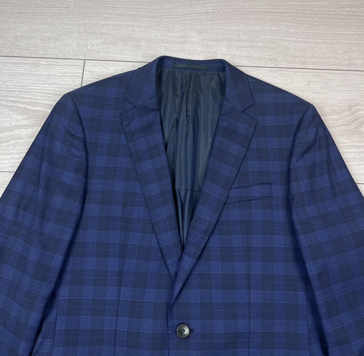 Hugo Boss Hugo Boss Wool/Silk Plaid Blue Two Buttons Suit Blazer Pants Size 36R - 6 Thumbnail