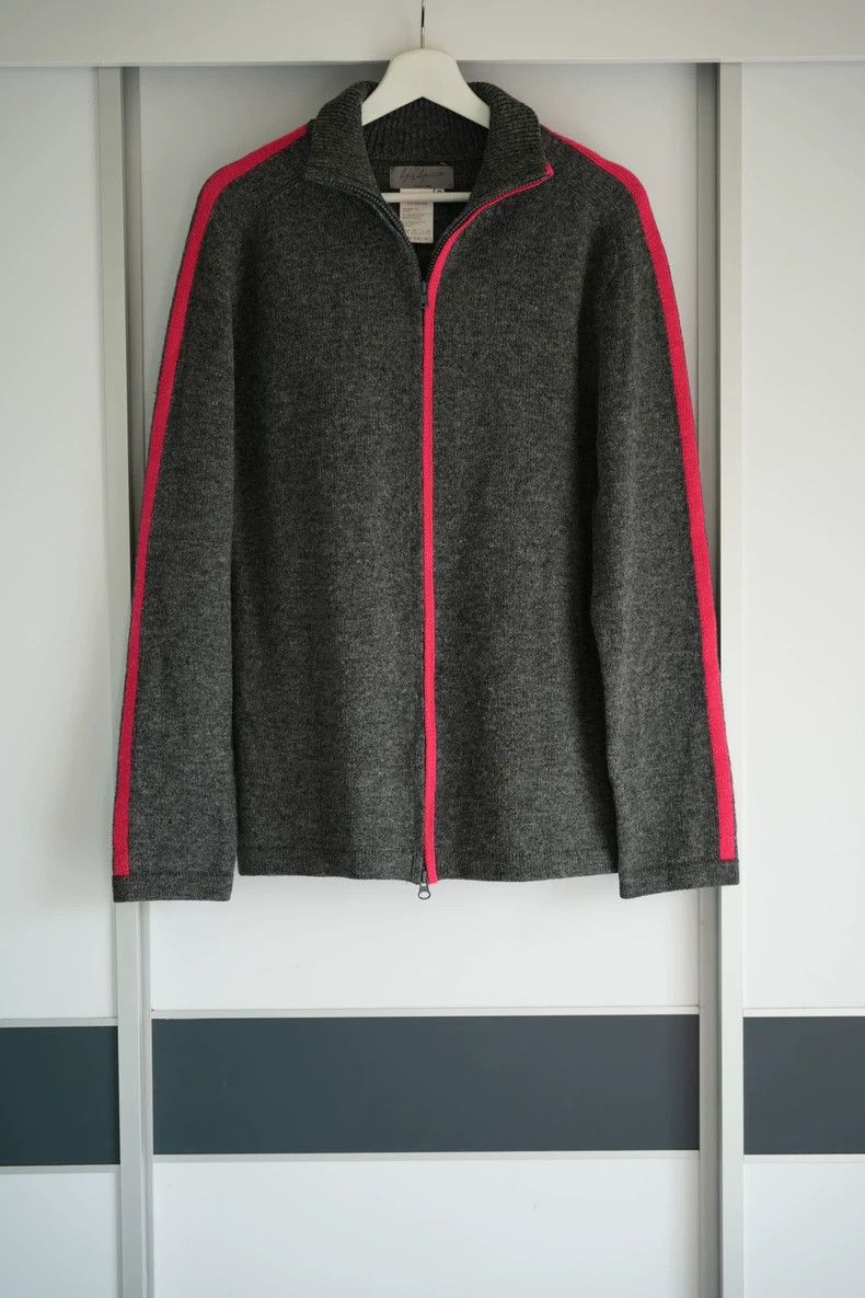 Yohji Yamamoto Zip Knit Jacket with Pink Stripes