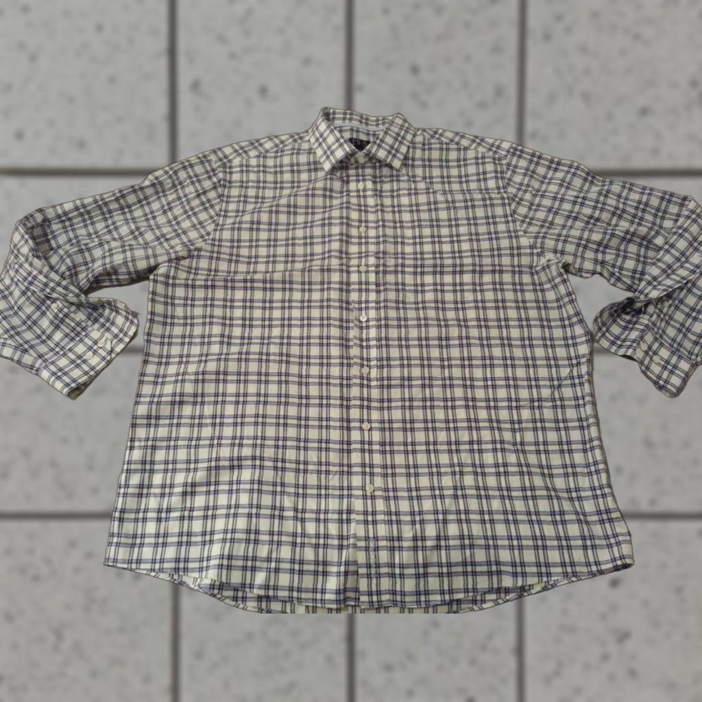 Jos. A. Bank VINTAGE? Jos. A. Bank Plaid Button-Up Shirt XL Blue White Cotton Men Size 46R - 1 Thumbnail