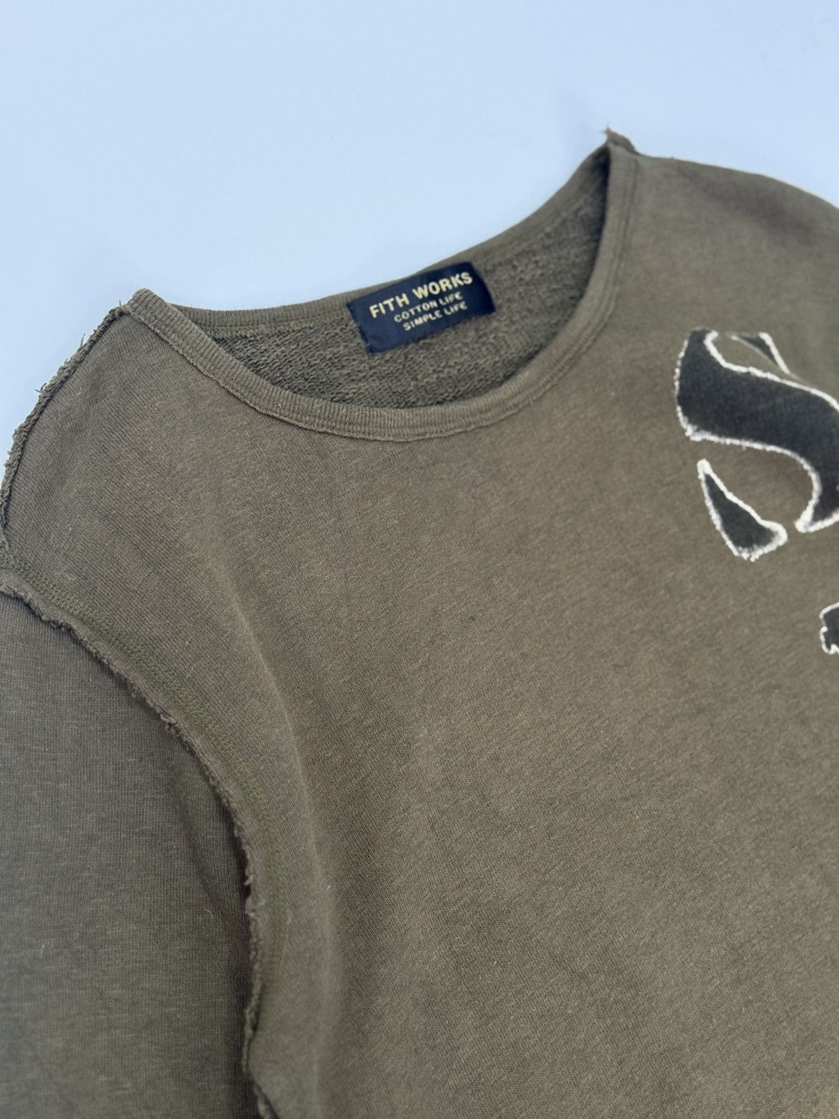 Japanese Brand ⚡️FITH WORKS Olive Raw Edge Sweat Japanese American Military Size US XS / EU 42 / 0 - 6 Thumbnail