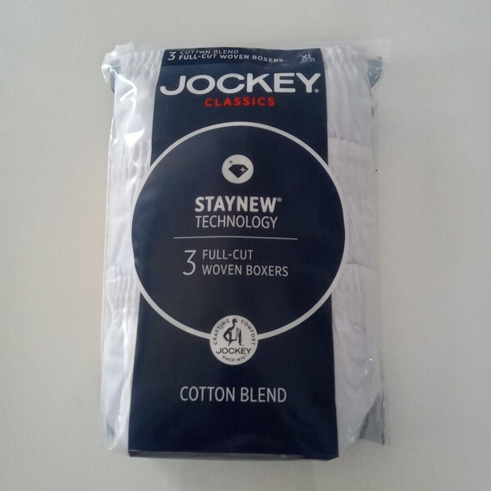 Jockey Jockey Fit Full Cut Woven Boxers 3 Pack Men's XL 40-42 White Size 40 - 1 Thumbnail