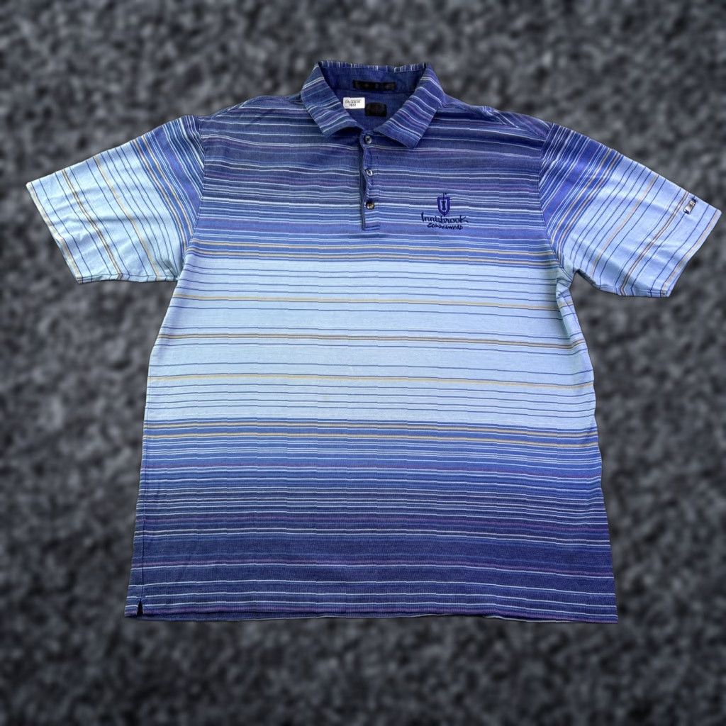Vintage Tiger Woods Polo Shirt Mens M Blue Striped Copperhead Golf Course Adult Size US M / EU 48-50 / 2 - 1 Thumbnail