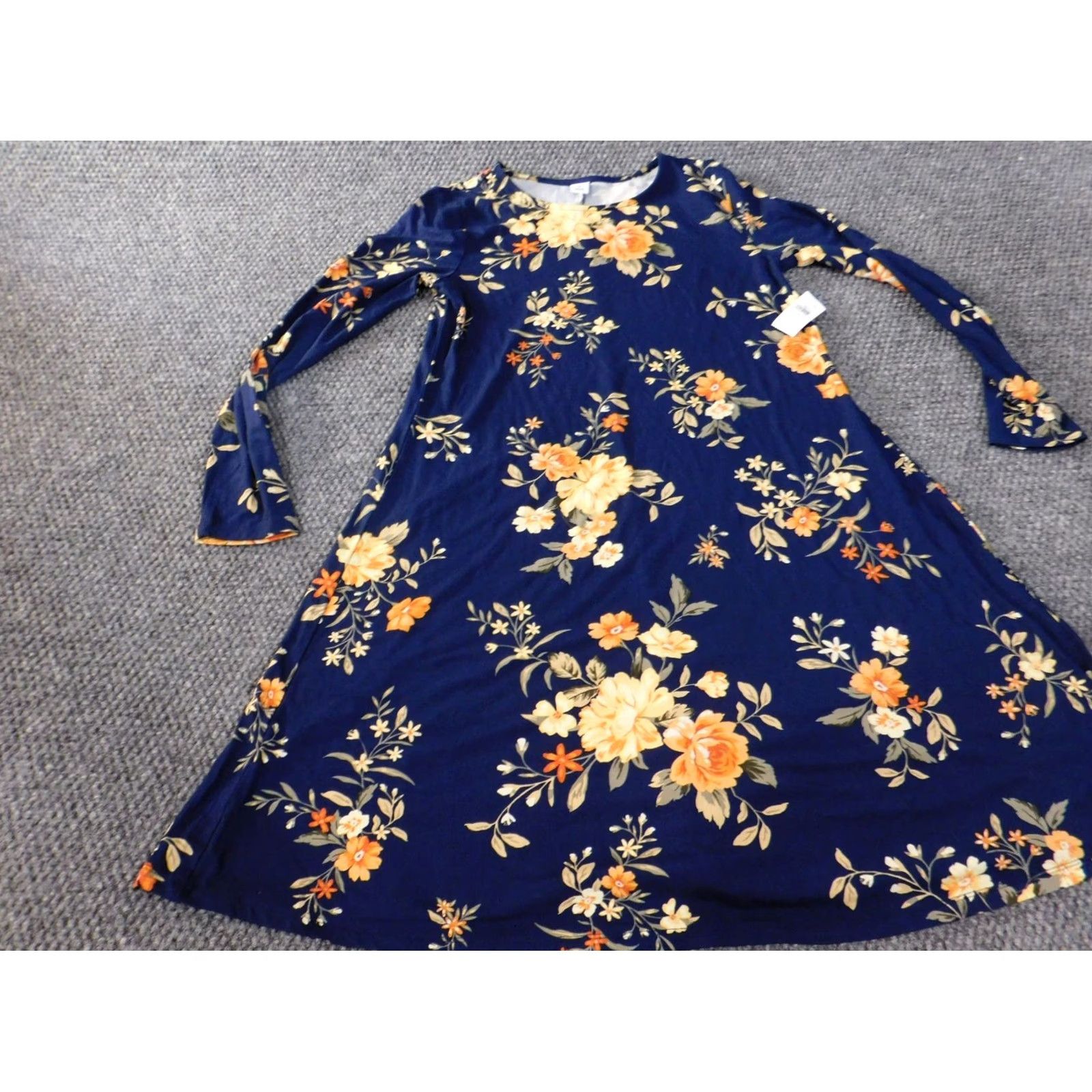 Old Navy Old Navy Womens Dress XS Blue A-Line Floral Rayon Knit Stretch Knee Length Raglan Sleeves Crew Neck Pullover Vintage No Size XS / US 0-2 / IT 36-38 - 3 Thumbnail