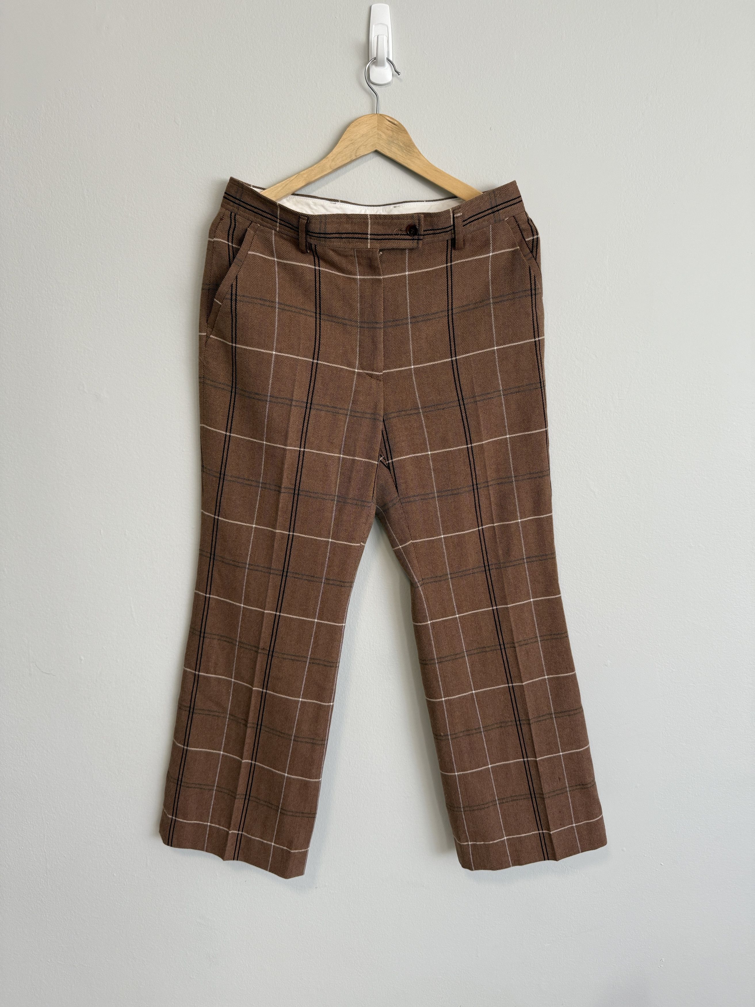 Acne Studios Acne Studios Wool Herringbone Checked Cotton-Blend Wide-Legs Size 40" / US 18 - 1 Thumbnail