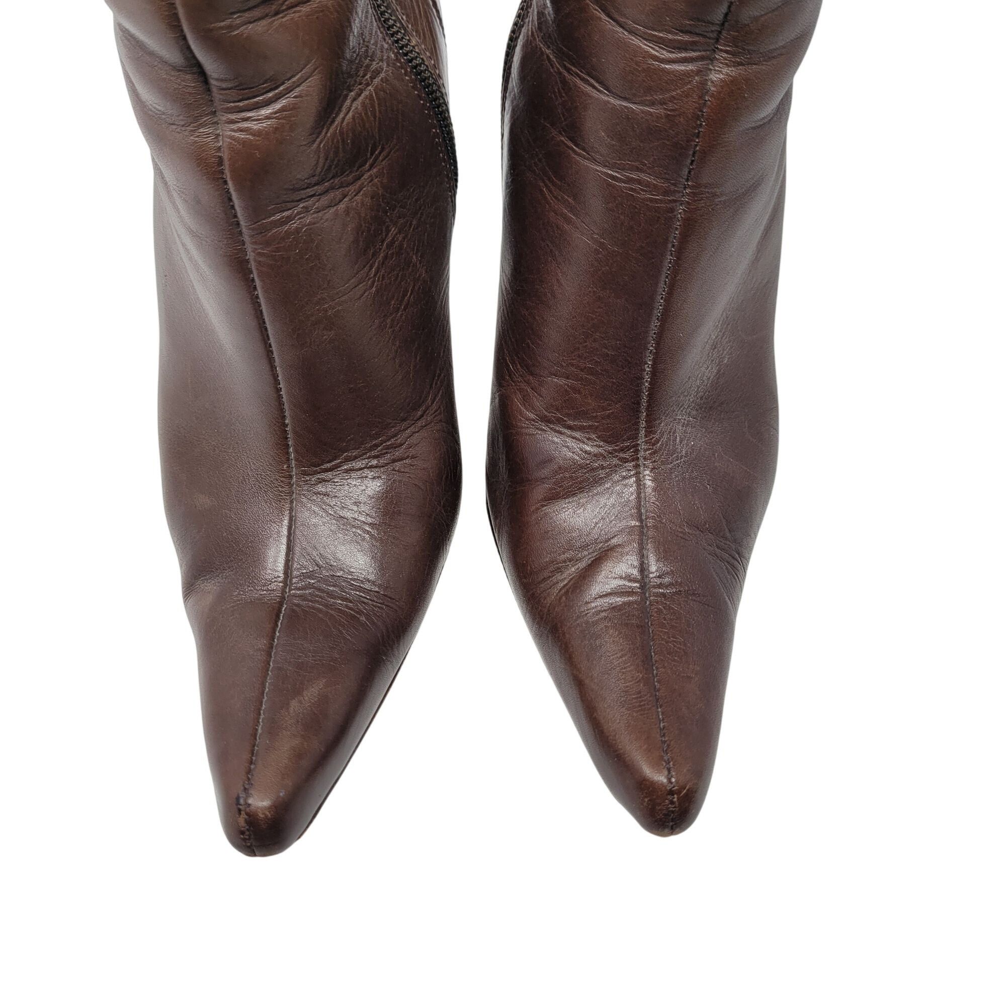 Vintage Vintage Charles David Brown Leather Knee-High Heeled Boots S Size US 5.5 / IT 35.5 - 4 Thumbnail