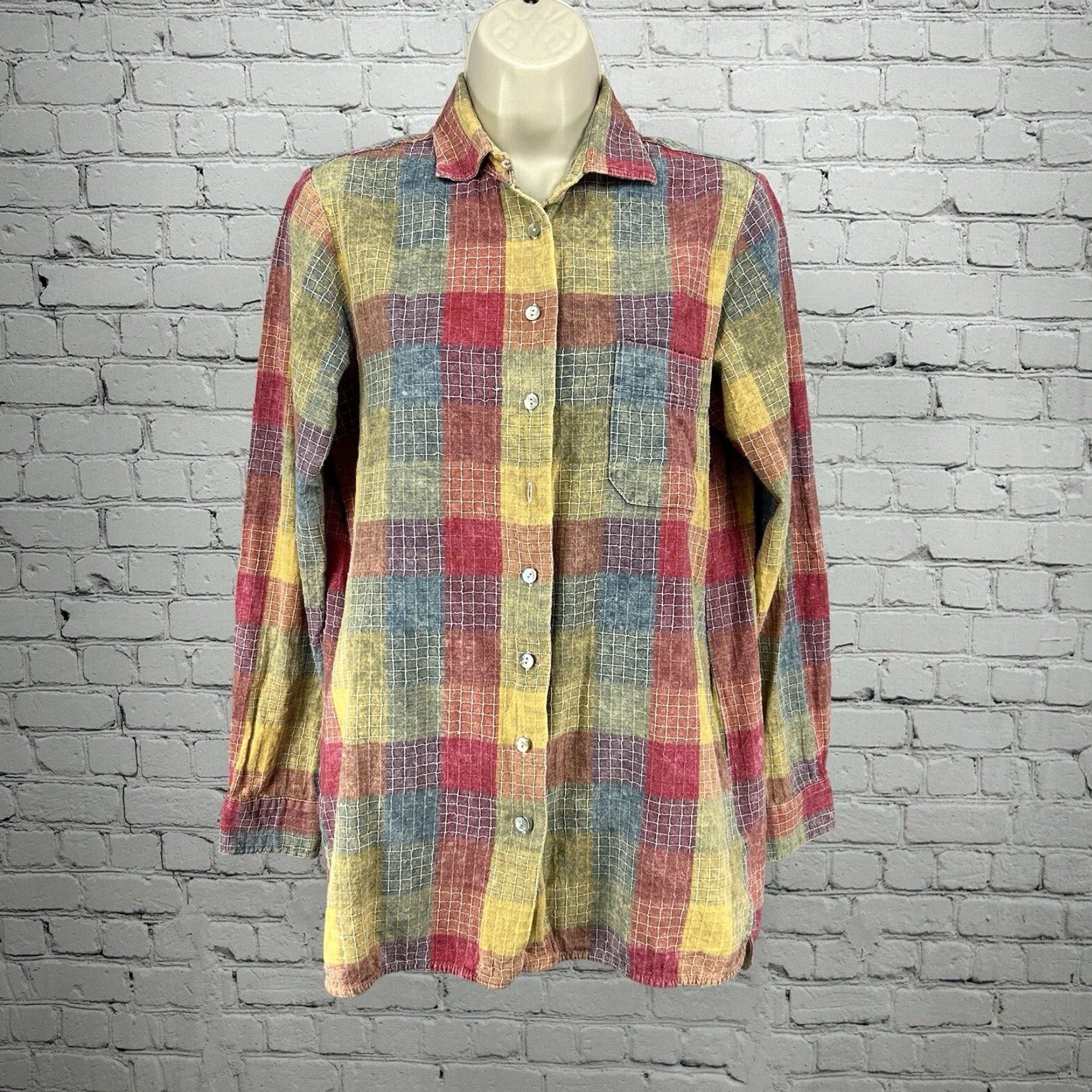 Free People Free People Artisan De Luxe Multicolor Patchwork Button Up Long Sleeve Small S Size S / US 4 / IT 40 - 2 Thumbnail