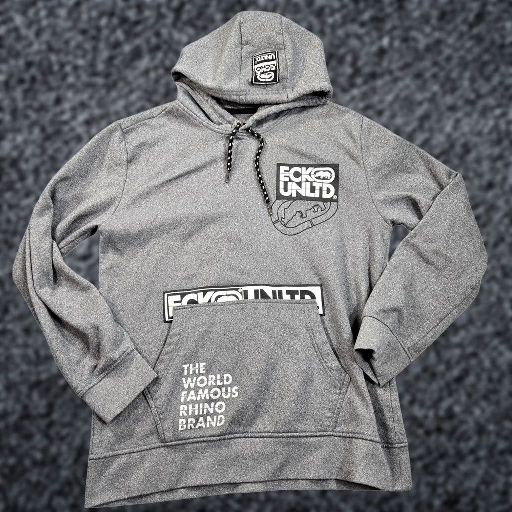 Ecko Unltd. Ecko Unltd Hoodie Mens Medium Gray Graphic Fleece Pullover Rhino Logo Sweatshirt Size US M / EU 48-50 / 2 - 1 Thumbnail