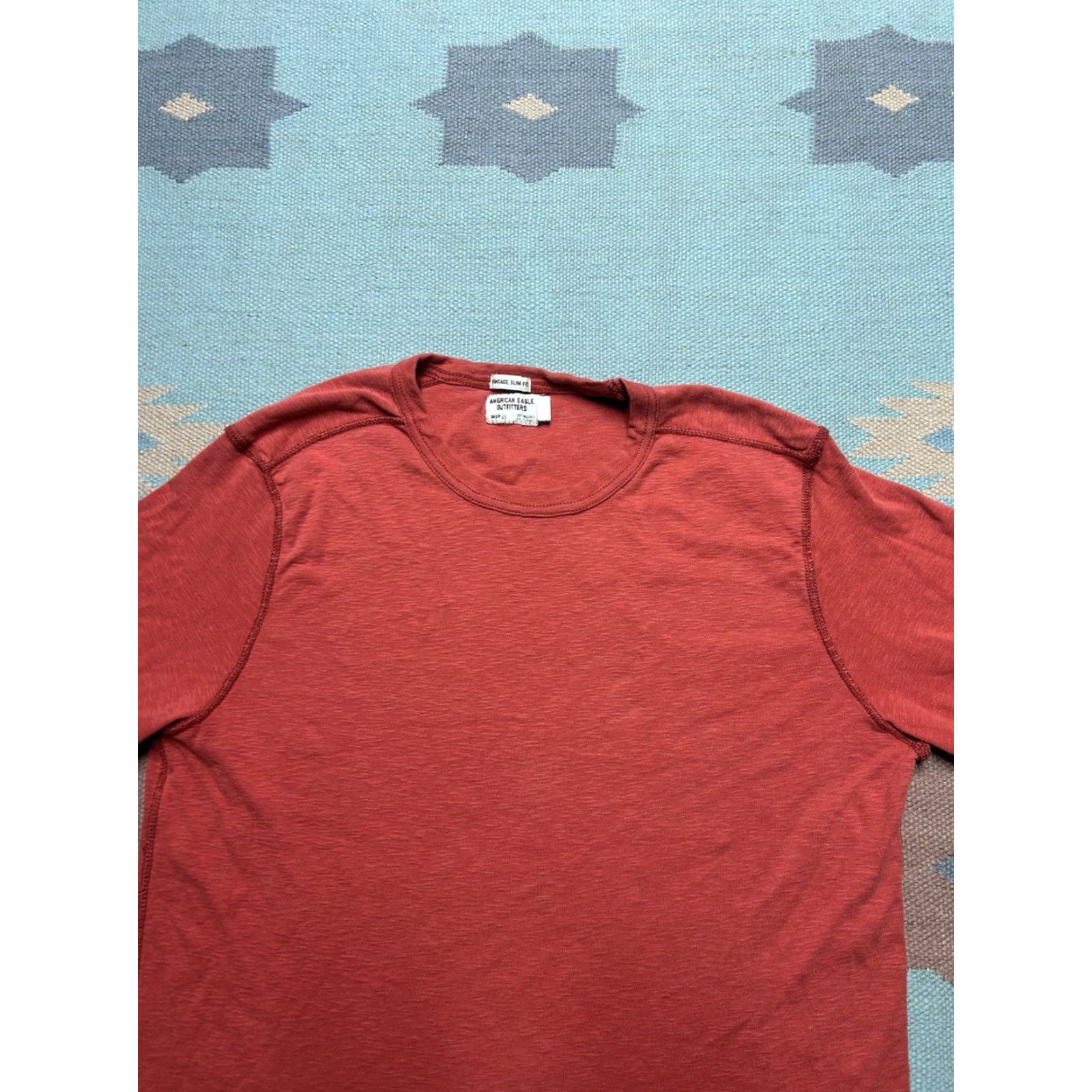 American Eagle Outfitters VINTAGE American Eagle long sleeve t shirt base layer slim fit stencil prison Lg Men's Red Slimming T-Shirt 90s Size US L / EU 52-54 / 3 - 4 Thumbnail