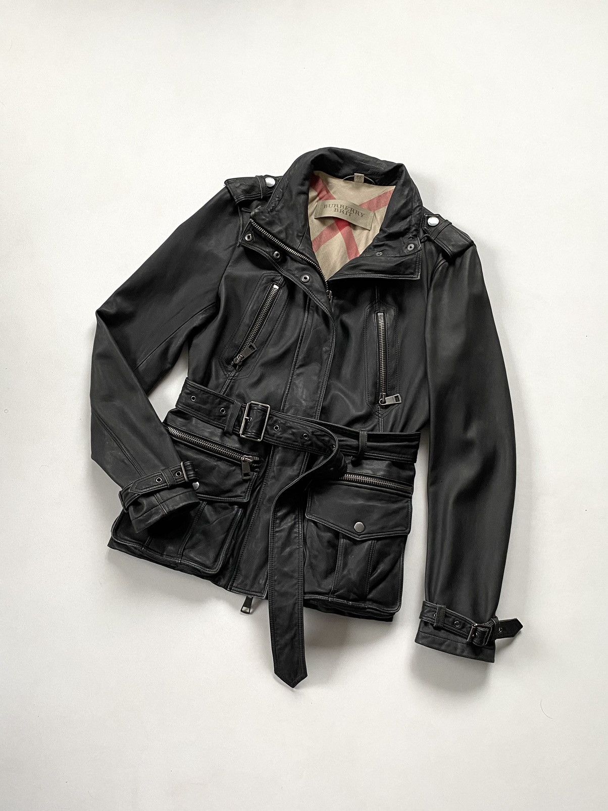 Burberry 🔥RRP 2390$ Burberry Brit Lambskin Biker Field Jacket Size S / US 4 / IT 40 - 4 Thumbnail