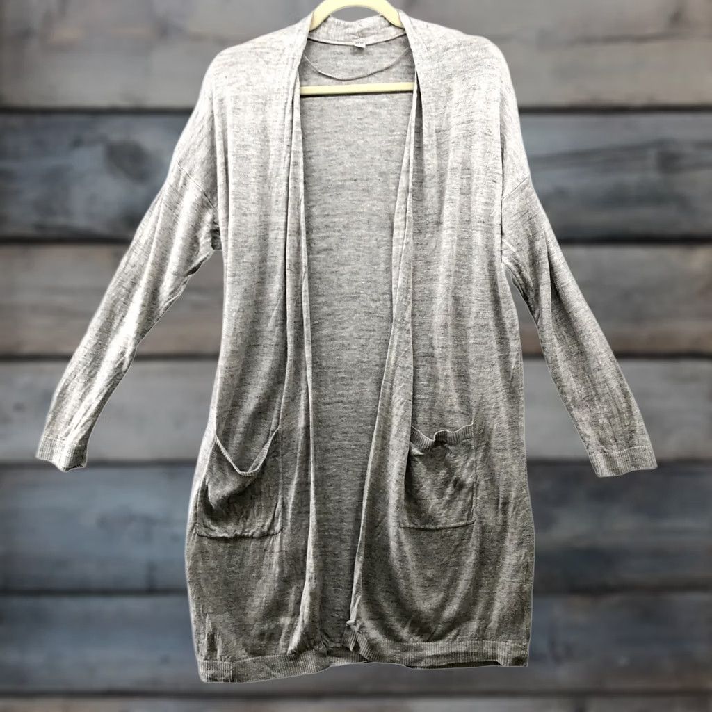Uniqlo Uniqlo Cardigan Womens L Gray Longline Long Open Front Knit Size L / US 10 / IT 46 - 1 Thumbnail