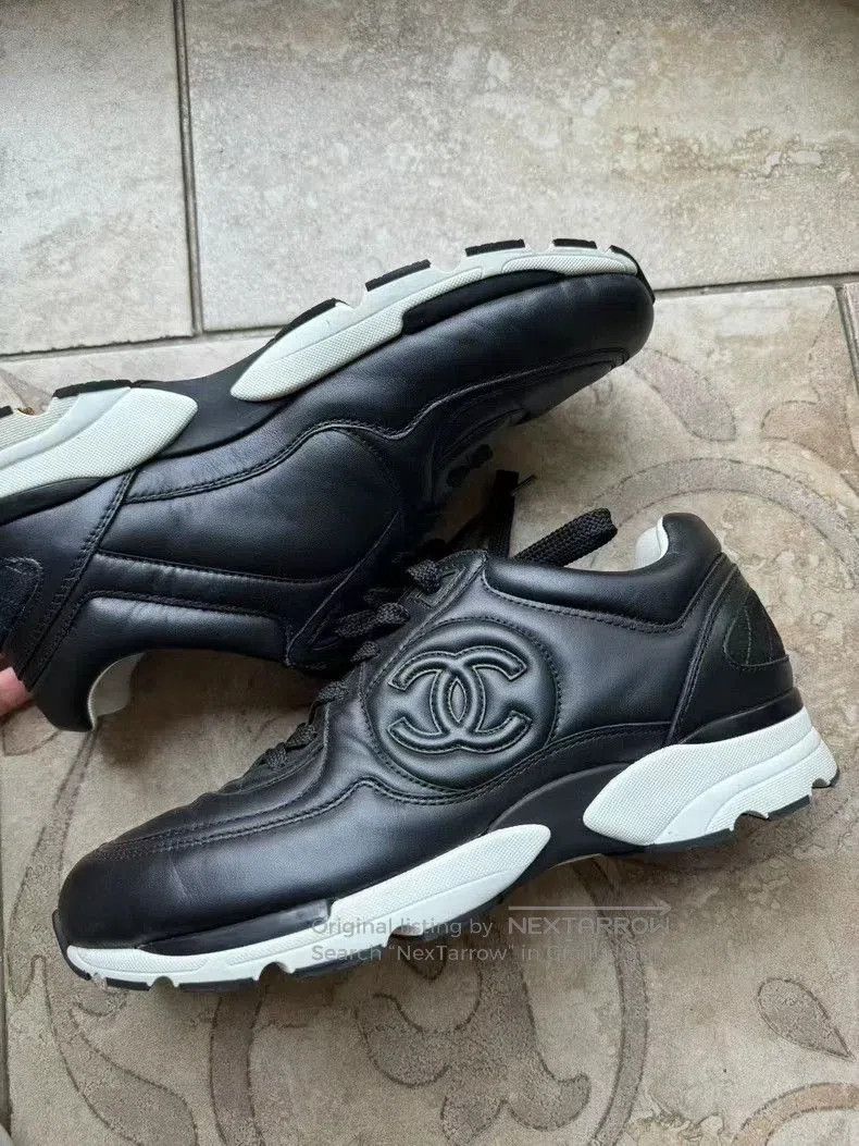 Chanel Chanel 23K Black Leather Sneakers. Size US 8 / EU 41 - 2 Thumbnail
