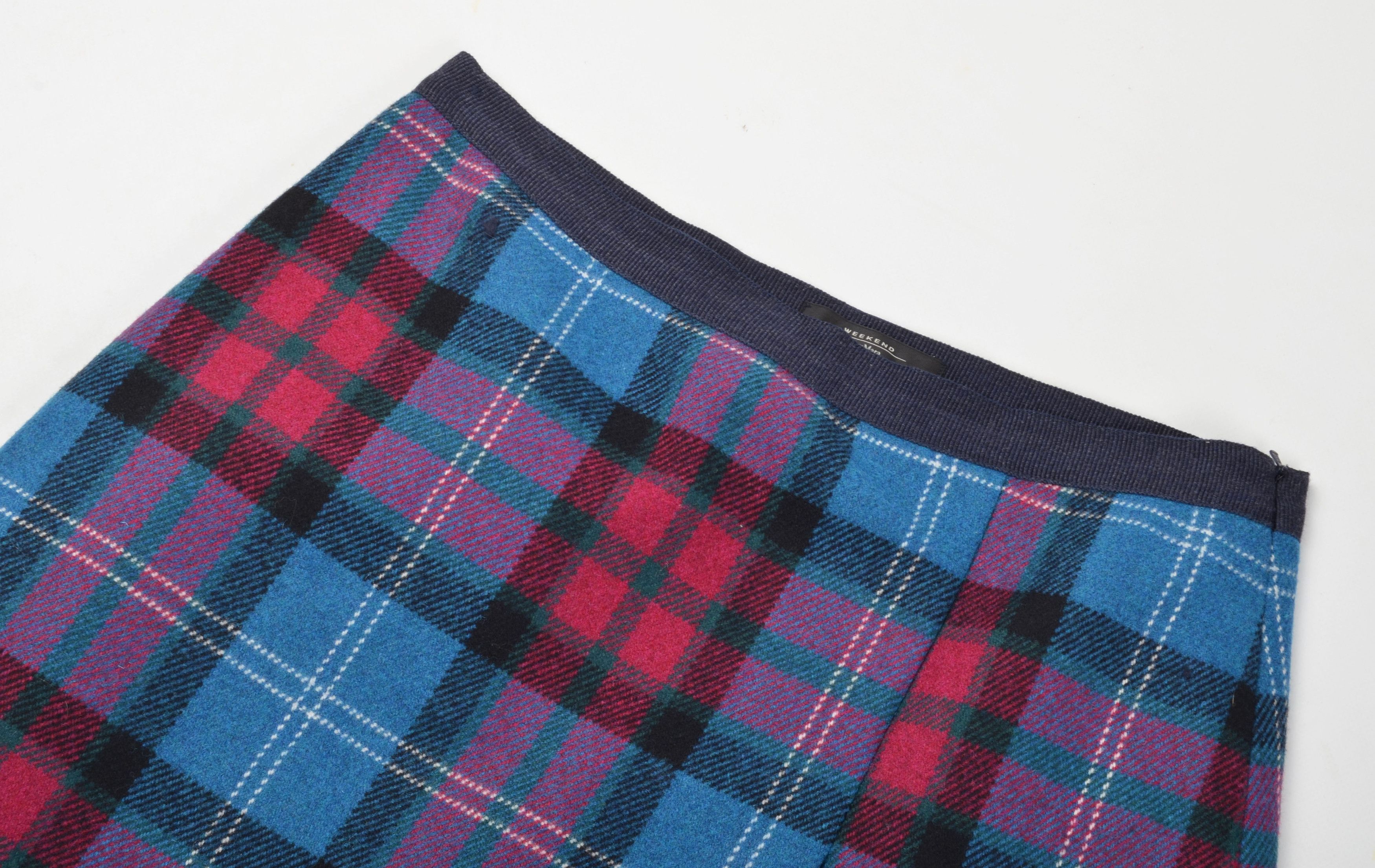 Weekend Max Mara Weekend Max Mara Plaid Wool Blend A-Line Skirt Size 30" / US 8 / IT 44 - 5 Thumbnail