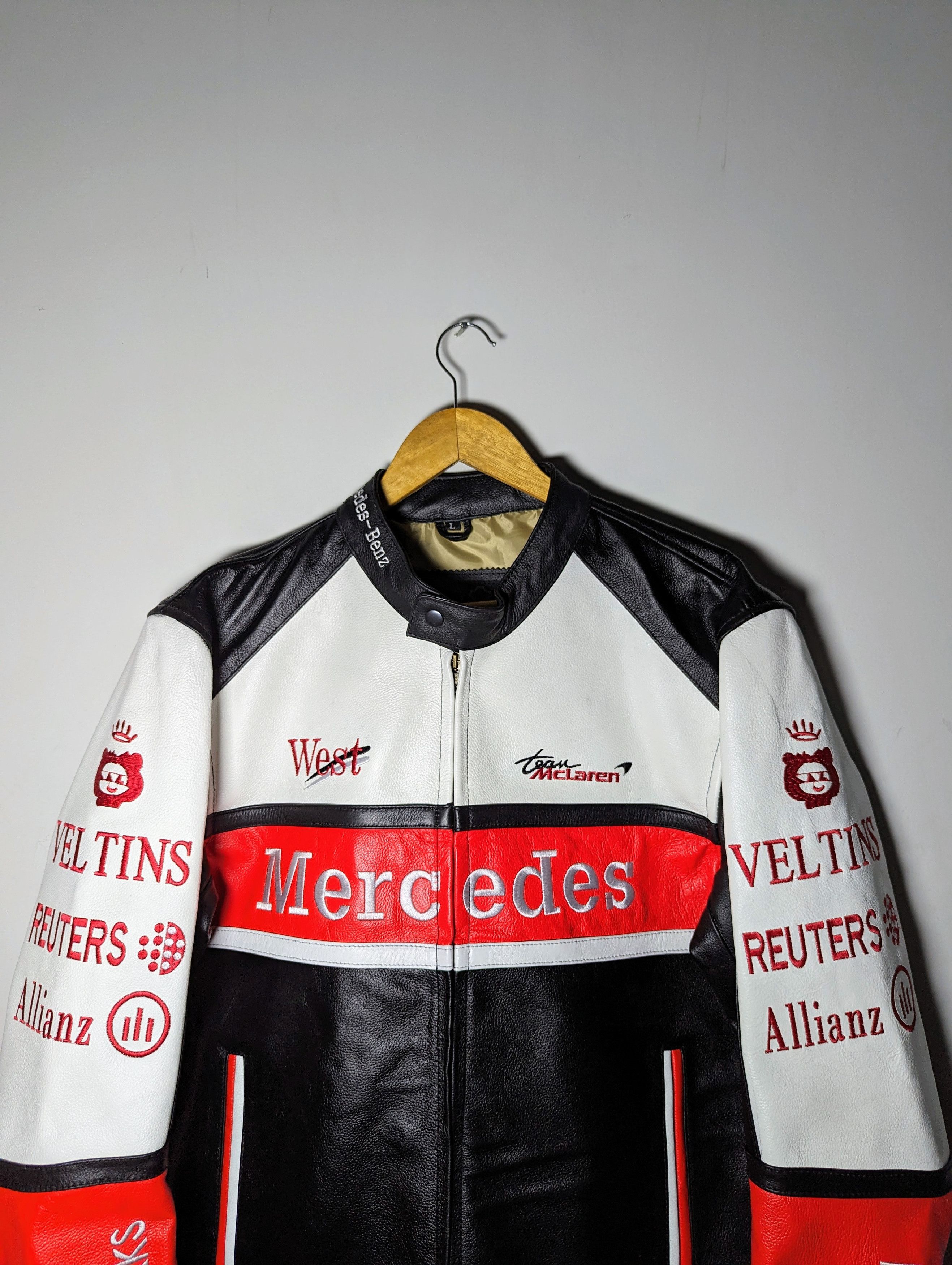 Vintage Mercedes Benz Leather Jacket Rare Streetwear Racing Size US XXL / EU 58 / 5 - 4 Thumbnail