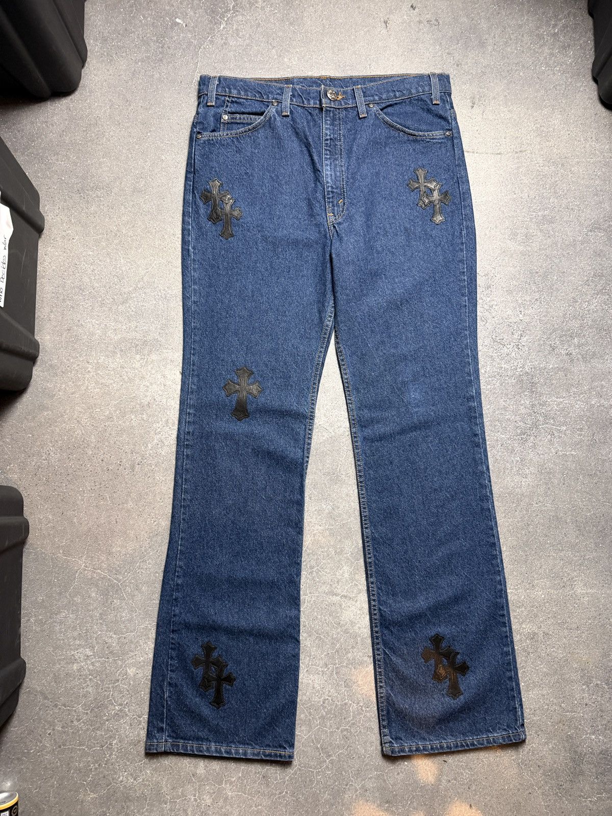 Chrome Hearts Chrome Hearts Levis 517 Cross Patch Dark Wash Jeans Size US 36 / EU 52 - 1 Thumbnail