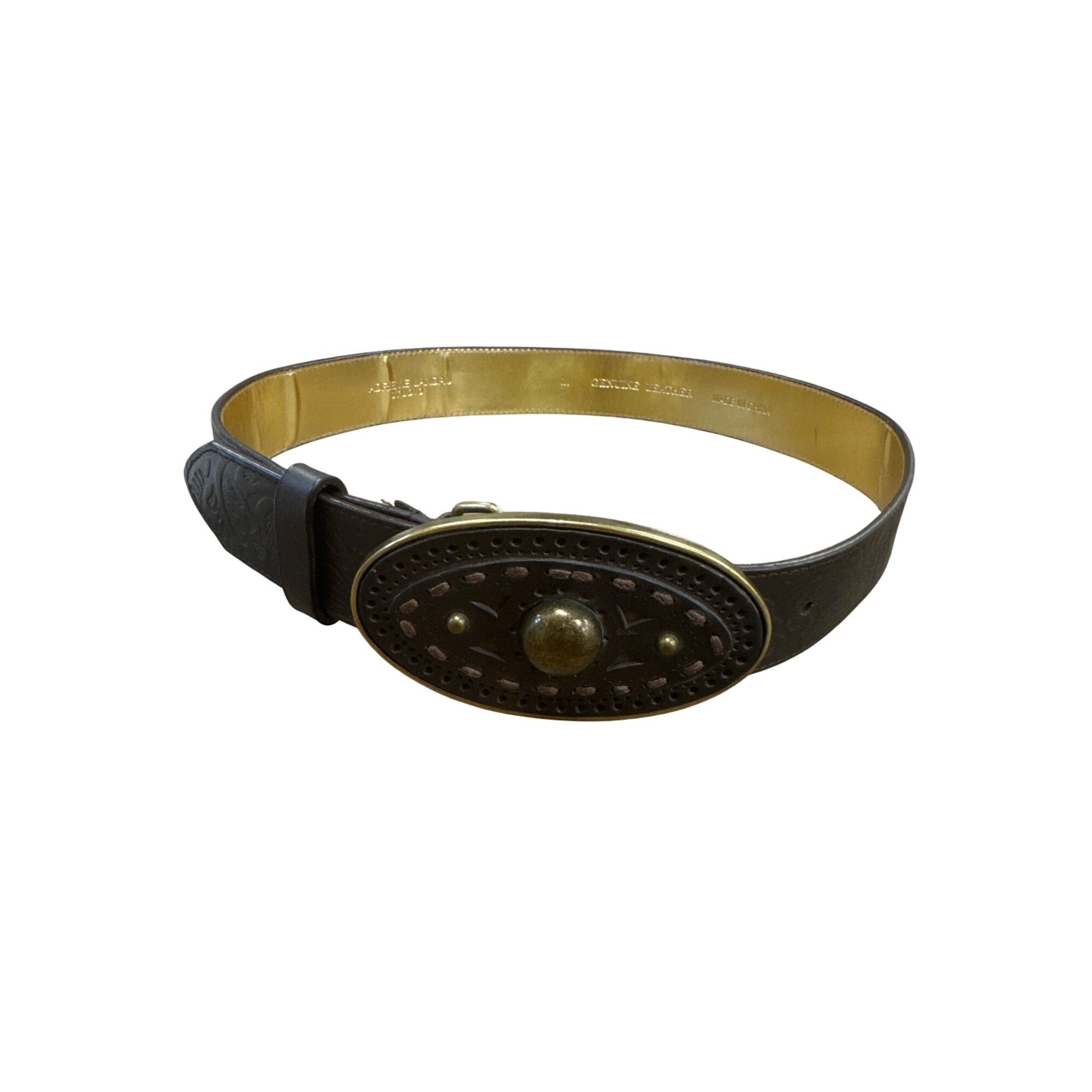 Other Adrienne Landau Womens Brown Embossed Leather Belt With Bras Size ONE SIZE - 1 Thumbnail