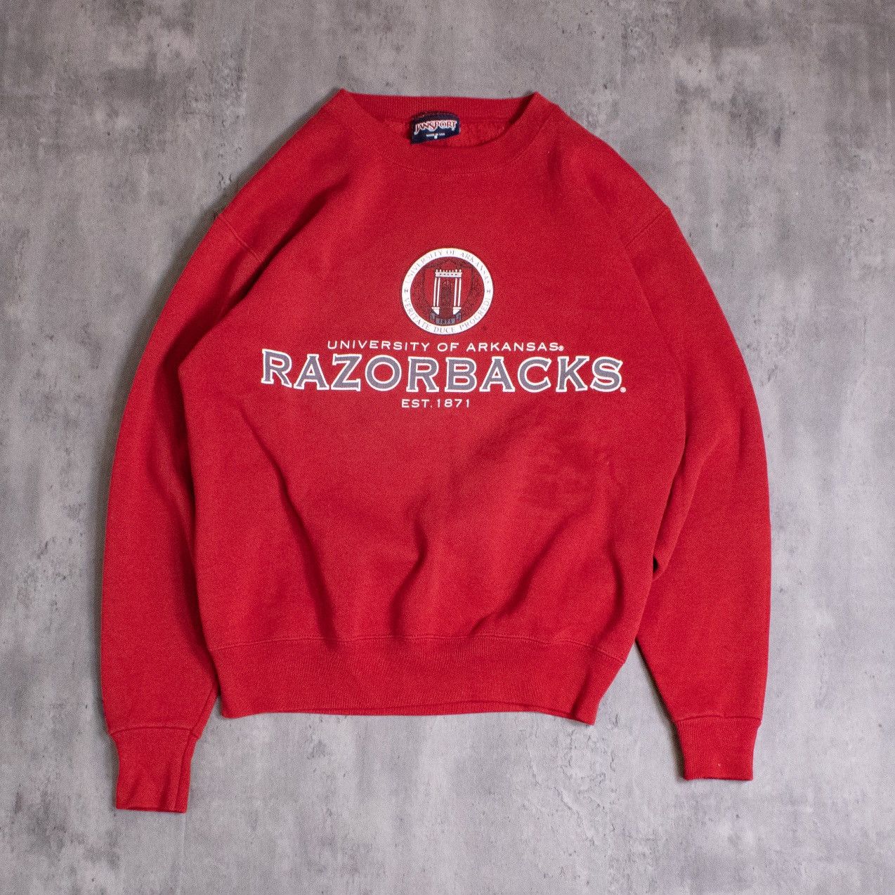 Jansport × Vintage Vintage 1990's Arkansas Razorback Burgundy Crew Neck Sweater Size US M / EU 48-50 / 2 - 3 Thumbnail