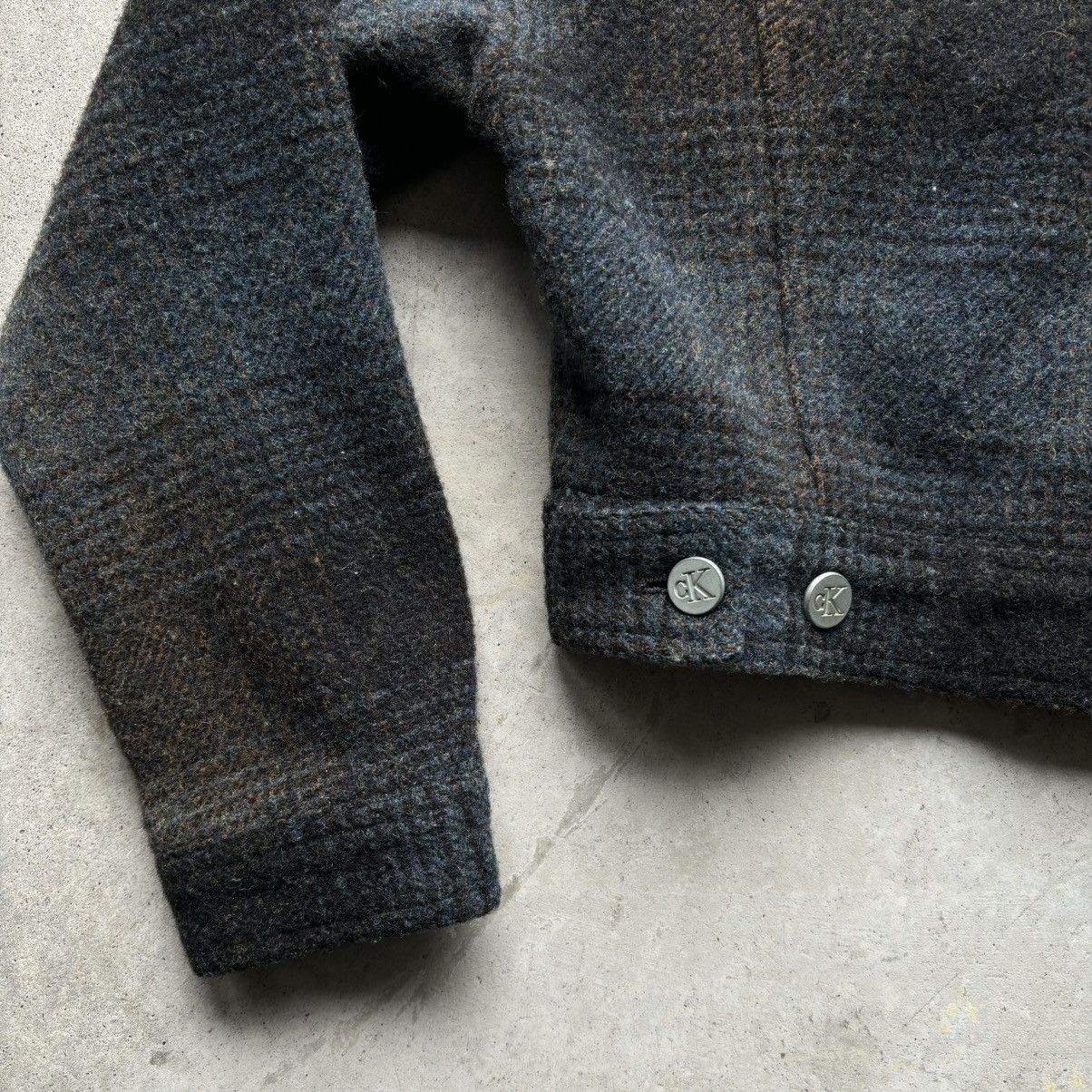 Calvin Klein × Vintage vintage 90s CALVIN KLEIN JEANS Plaid Wool Cropped jacket Size S / US 4 / IT 40 - 9 Thumbnail