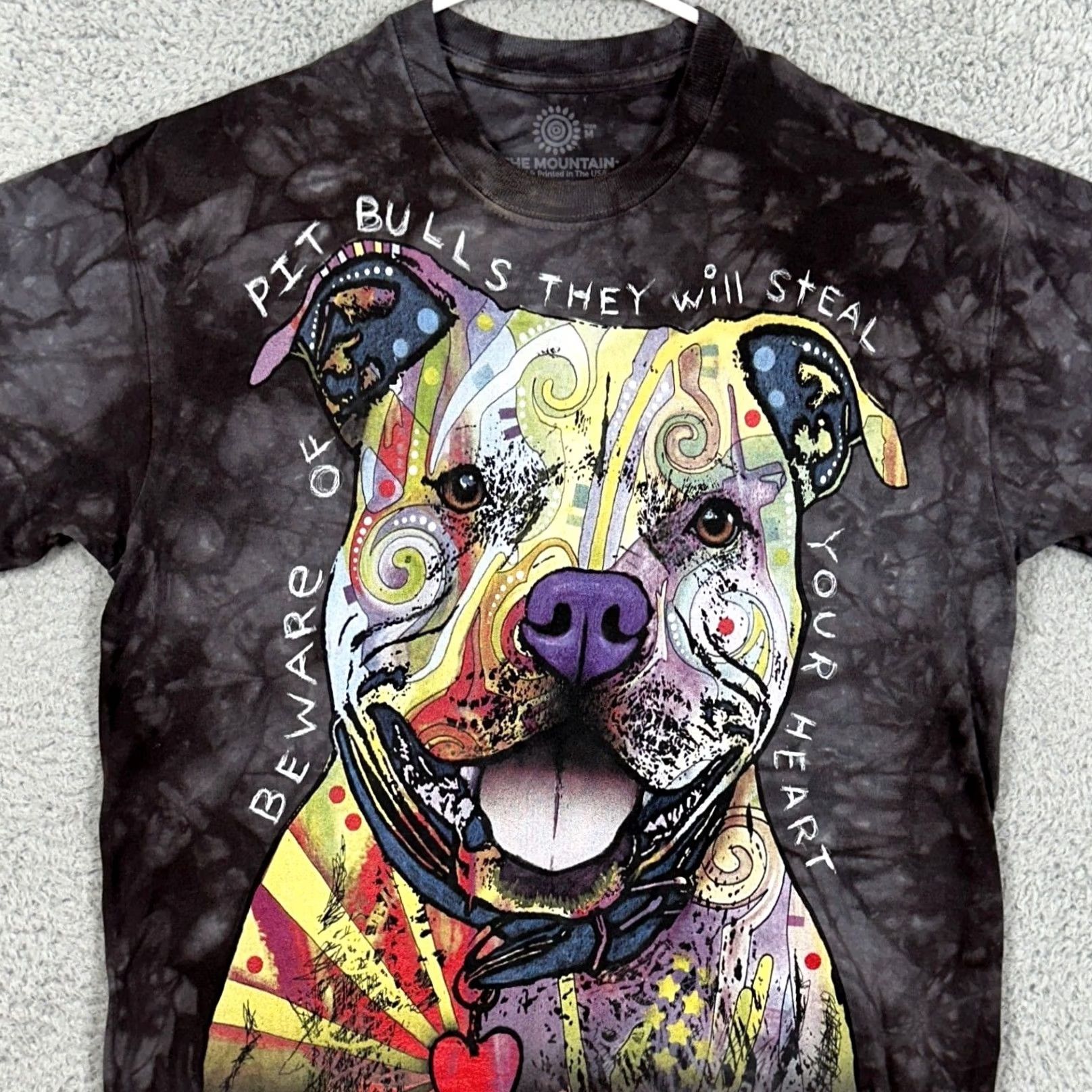 The Mountain The Mountain Unisex Medium T-Shirt Black Tie Dye Pitbull Graphic Print Unique Shirt Regular Short Sleeve Mens Womens Boys Girls} Size US M / EU 48-50 / 2 - 2 Thumbnail