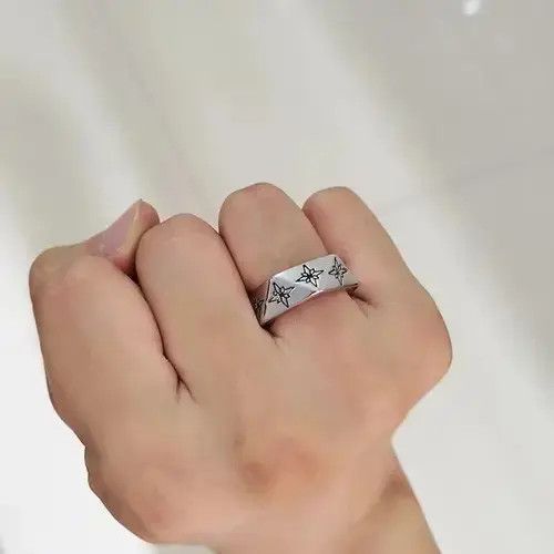 Pro Edge Stainless Steel Star Polygon Ring Size ONE SIZE - 1 Thumbnail