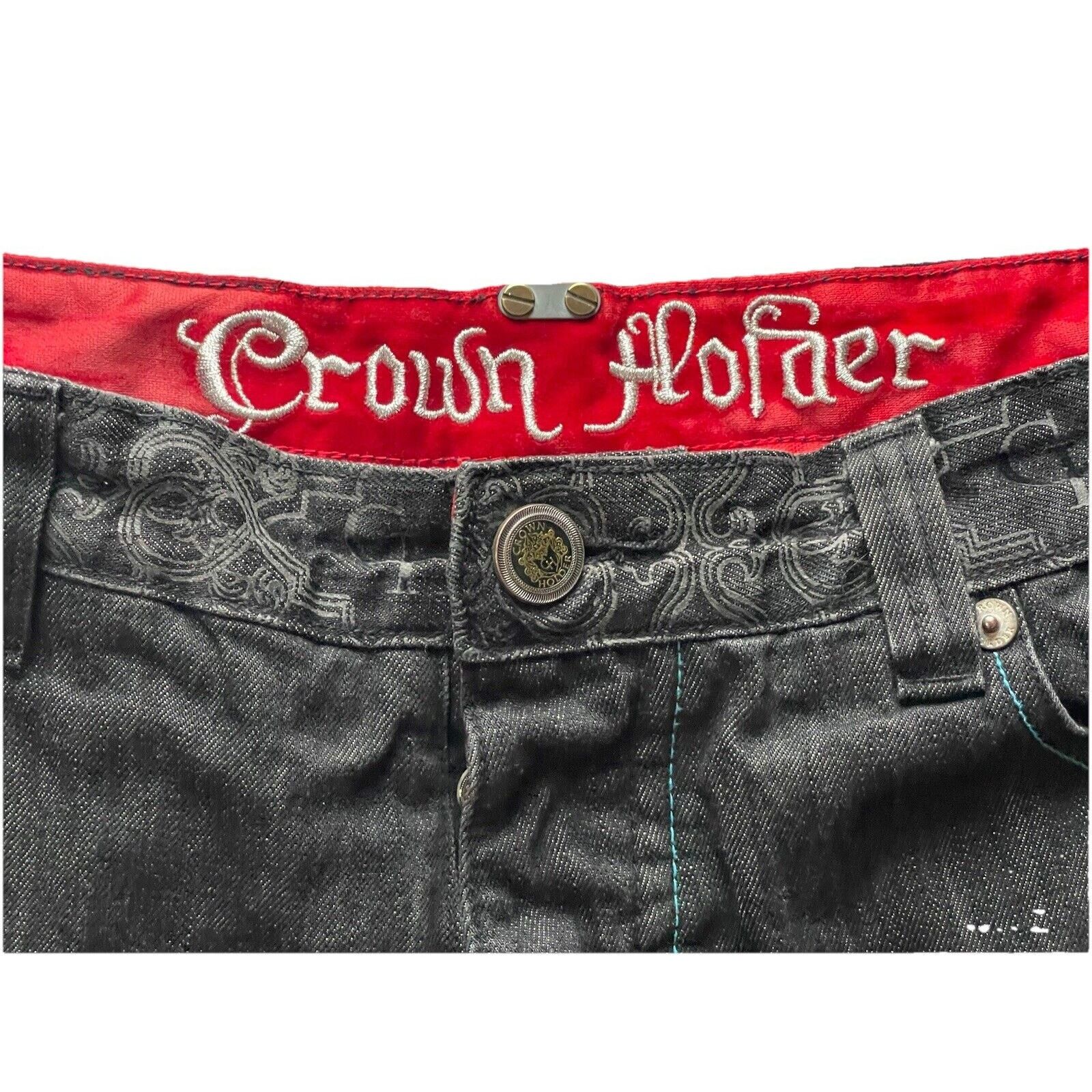Other Vintage Crown Holder Y2K Baggy Jeans Embroidered 40/34 Size US 40 / EU 56 - 7 Thumbnail