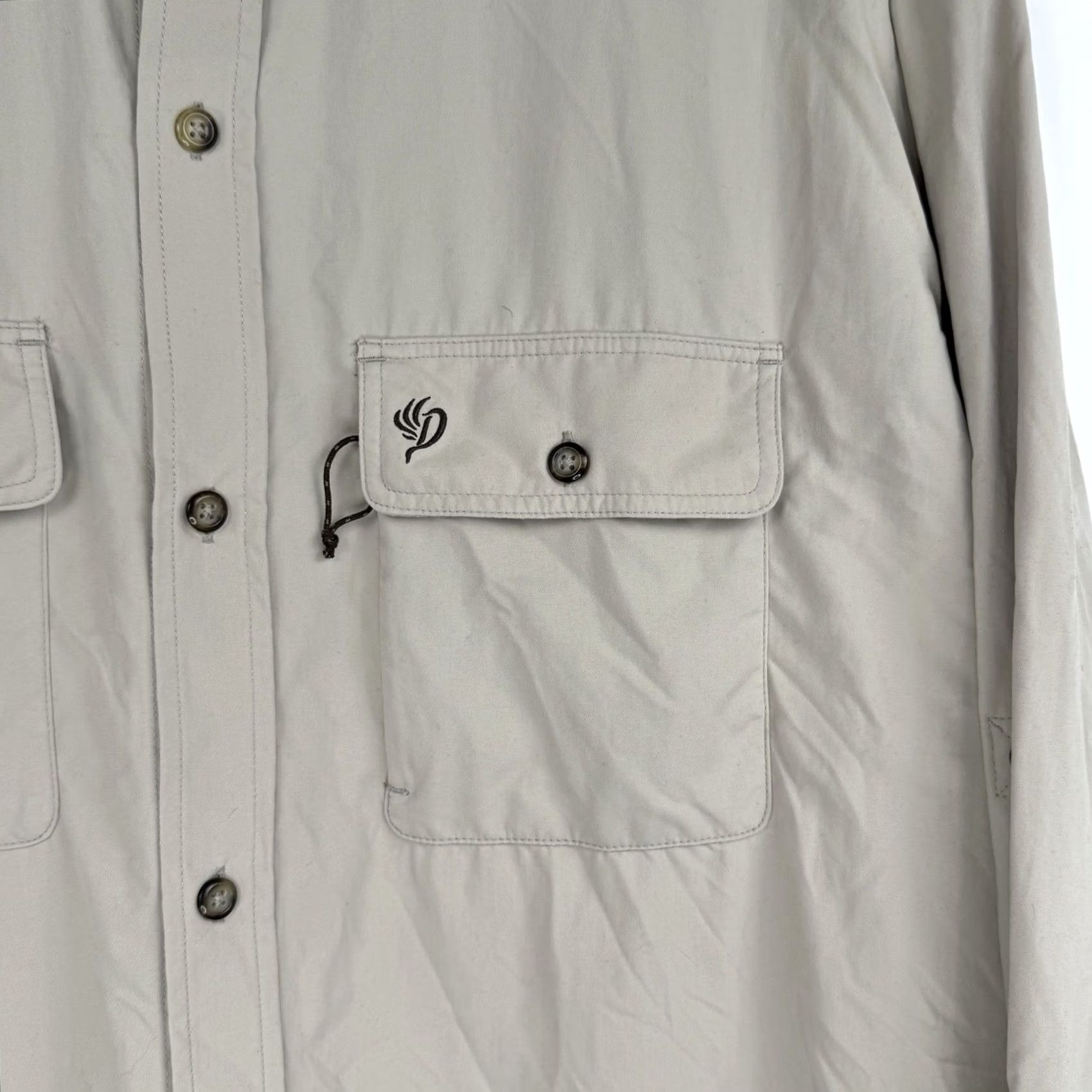 Vintage Duck Camp Shirt Mens 3XL Beige Short Sleeve Nylon Polyester Button-Up Embroidered Outdoor Casual Vintage: No (omit) Size US XXL / EU 58 / 5 - 6 Thumbnail