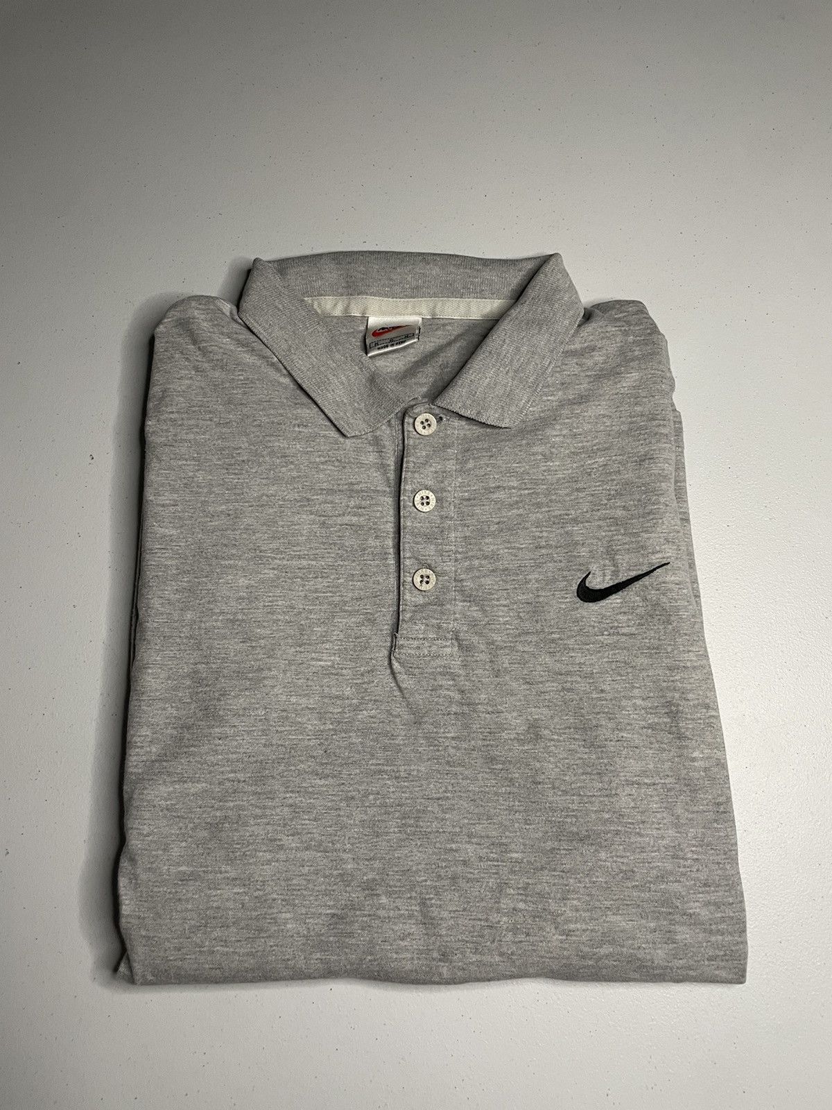 Nike × Vintage Vintage Nike logo Grey polo Collared Tshirt Size US M / EU 48-50 / 2 - 1 Thumbnail