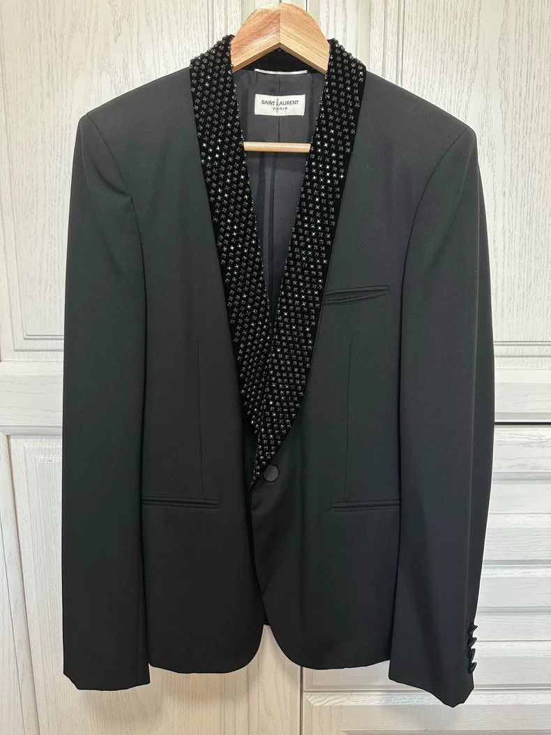 Saint Laurent Paris Saint Laurent Paris Heavy industry diamond studded suit jac Size US M / EU 48-50 / 2 - 1 Thumbnail