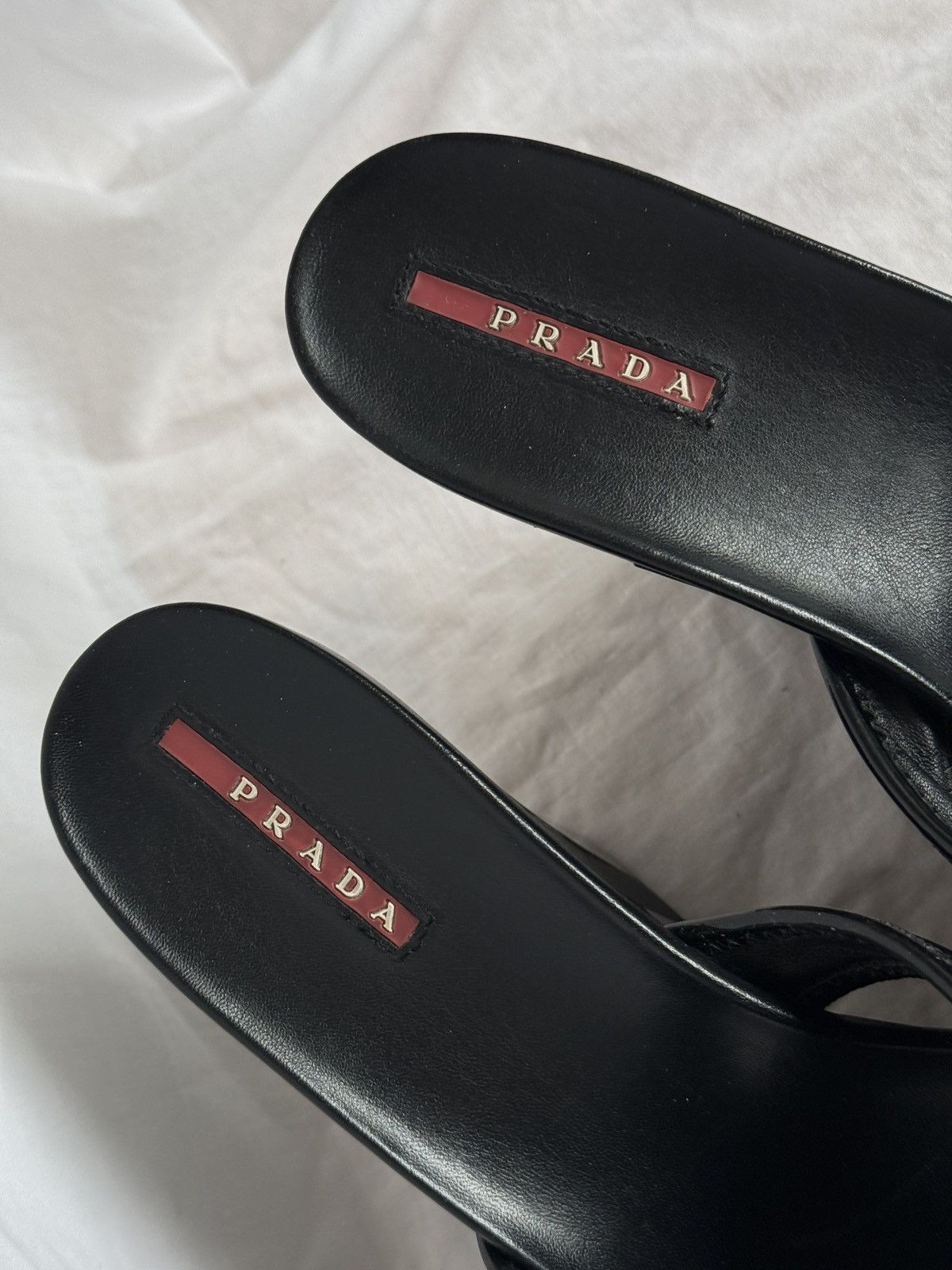 Prada Prada Black Leather Straps Wedges Sandals Size US 8.5 / IT 38.5 - 6 Thumbnail