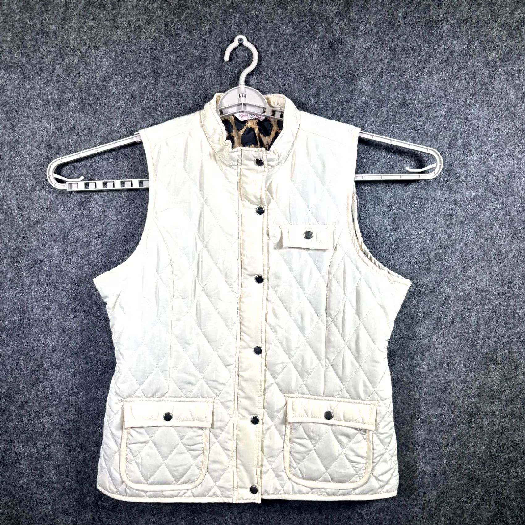 Vintage River & Rose Vest Women's PXL White Quilted Full-Zip Lined Travel Snap Pockets Vest Size XL / US 12-14 / IT 48-50 - 2 Thumbnail