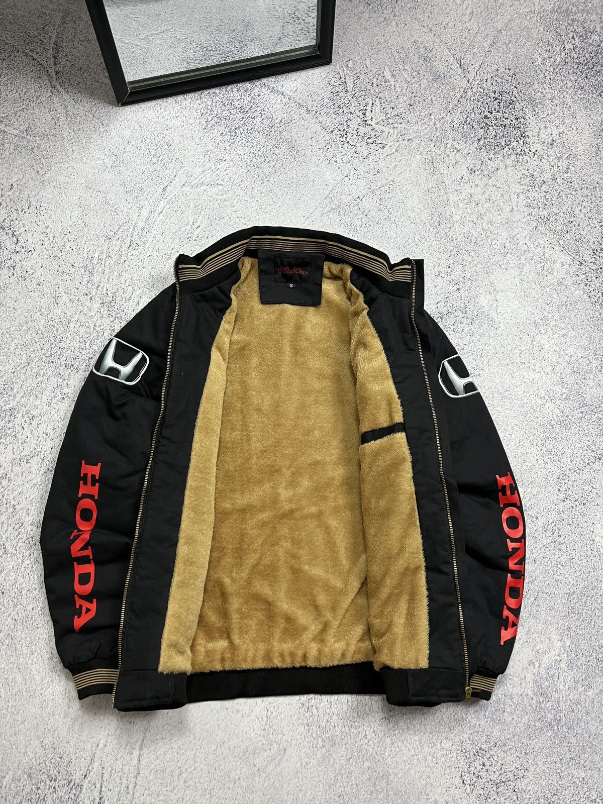 Honda × Japanese Brand × Vintage Vintage Honda Racing Jacket Faux Fur Lined Sherpa Hype Y2k Size US S / EU 44-46 / 1 - 8 Thumbnail