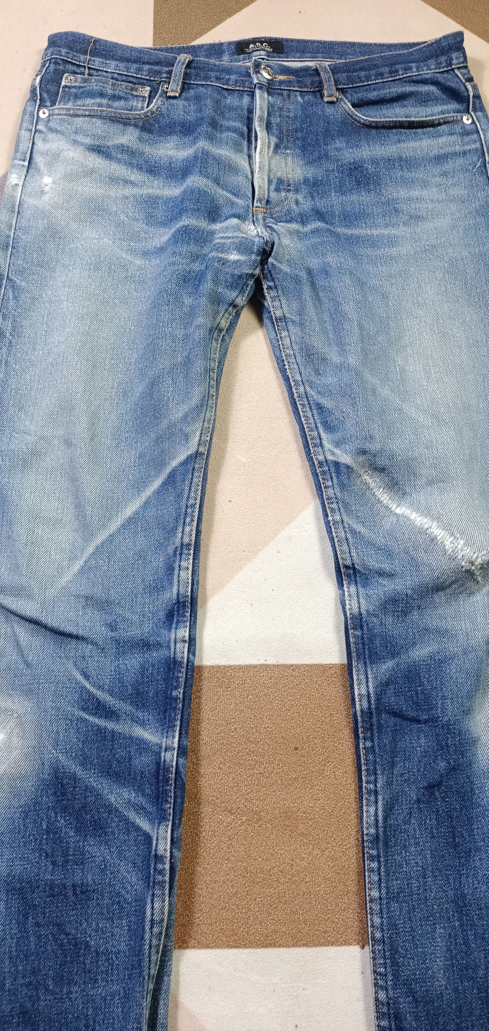 A.P.C. A.P.C Jean Droit Etroit Full Selvedge Distressed Jeans Size US 32 / EU 48 - 3 Thumbnail