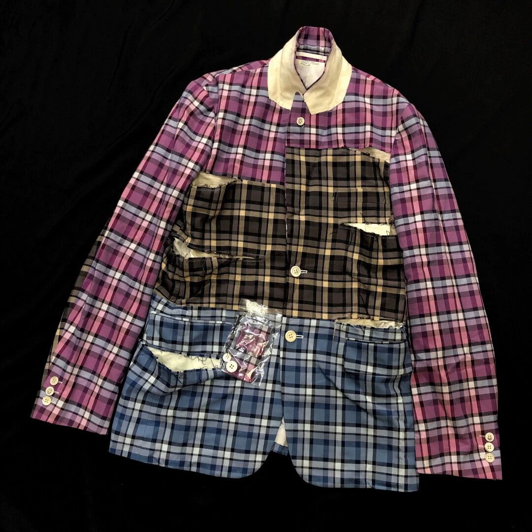 Comme des Garcons CDG 19SS Crazy Suits Slashed Checked Jacket M Size US M / EU 48-50 / 2 - 2 Thumbnail
