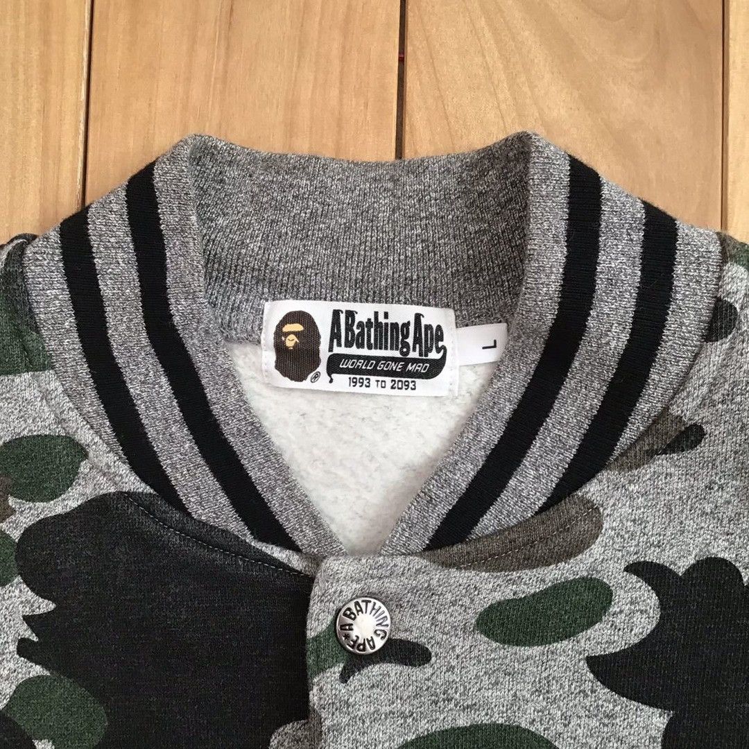 Bape 2015 BAPE Heather Gray Sweat varsity jacket A Bathing Ape Size US L / EU 52-54 / 3 - 4 Thumbnail