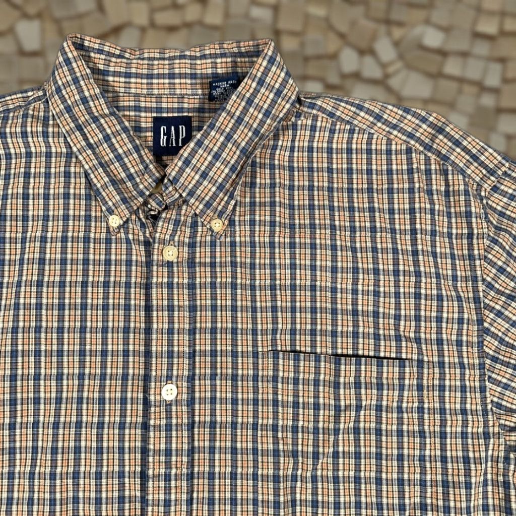 Gap VINTAGE Gap Shirt Adult EXTRA LARGE Blue Orange Plaid Button-Down Preppy 90s Mens XL Blue Plaid Button-Up Shirt Size US XL / EU 56 / 4 - 1 Thumbnail