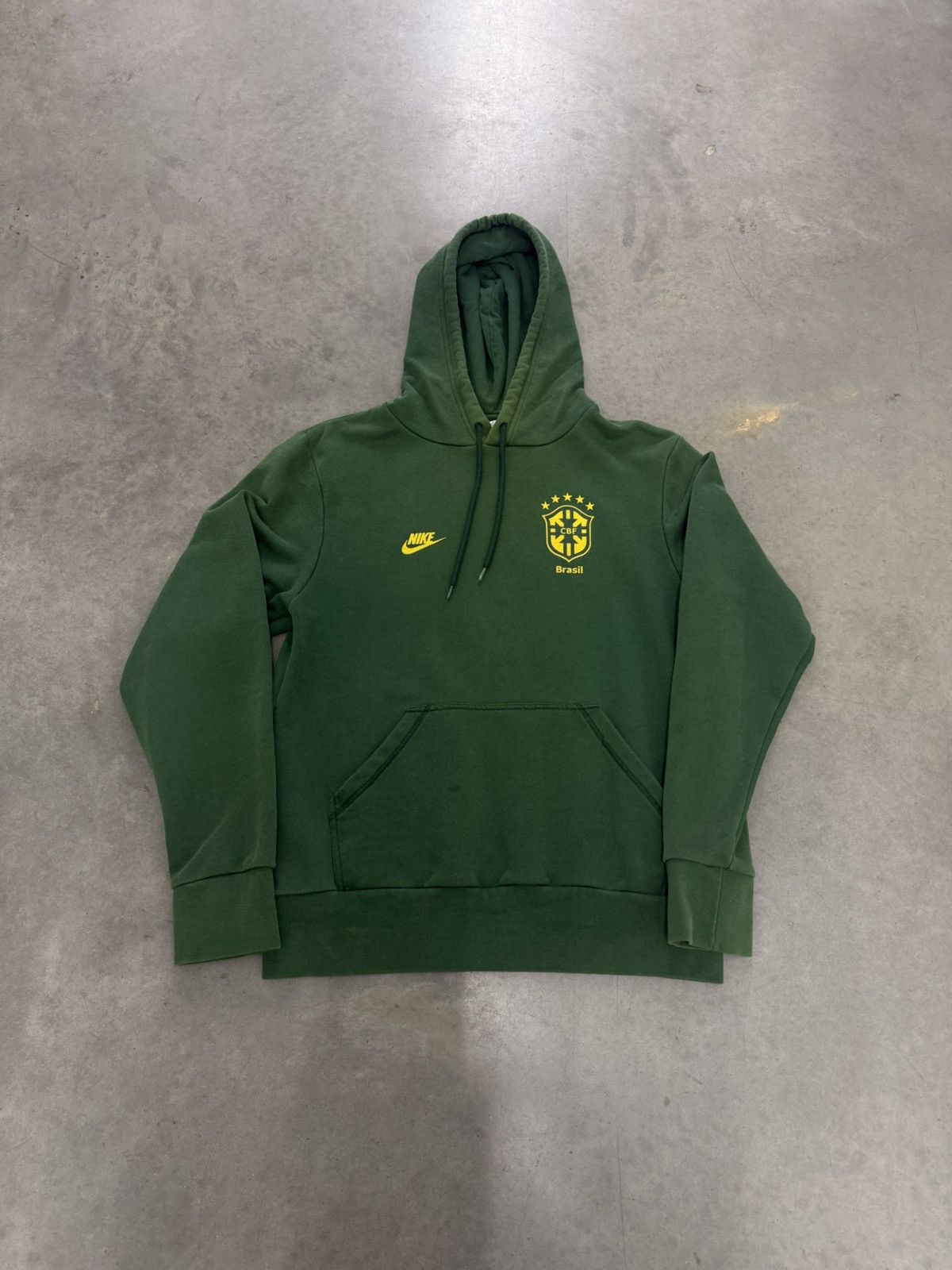Nike Brazil Green CBF Soccer Hoodie 2000s Y2K Faded RARE S
