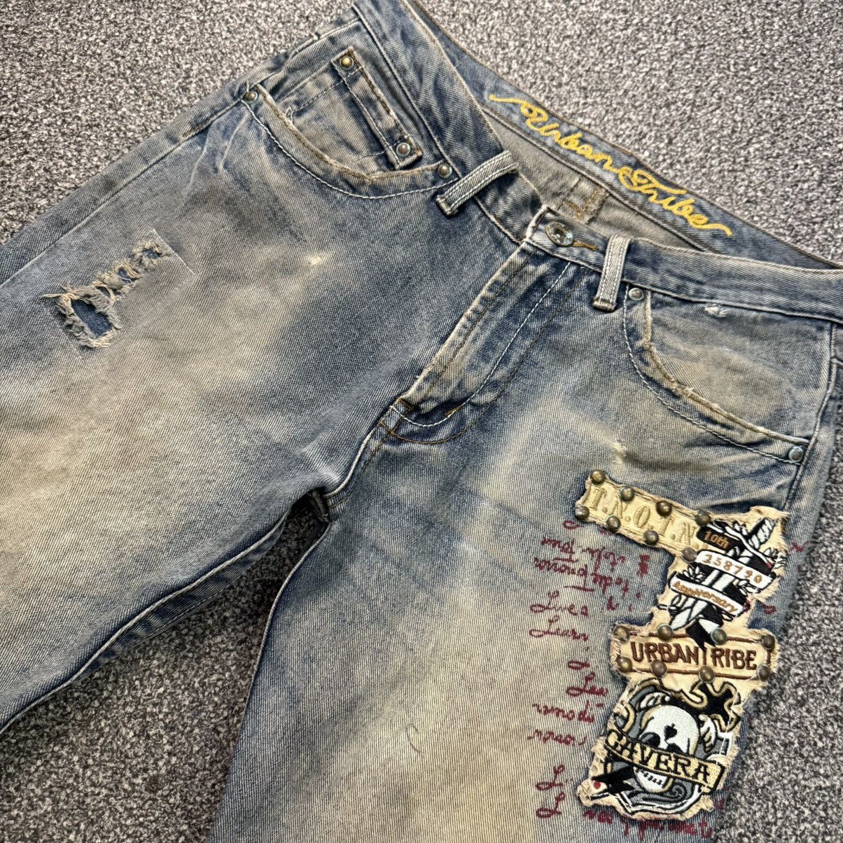 Affliction 🔥 Archival Urban Tribe Distressed Thrashed Punk Jeans Size US 30 / EU 46 - 4 Thumbnail
